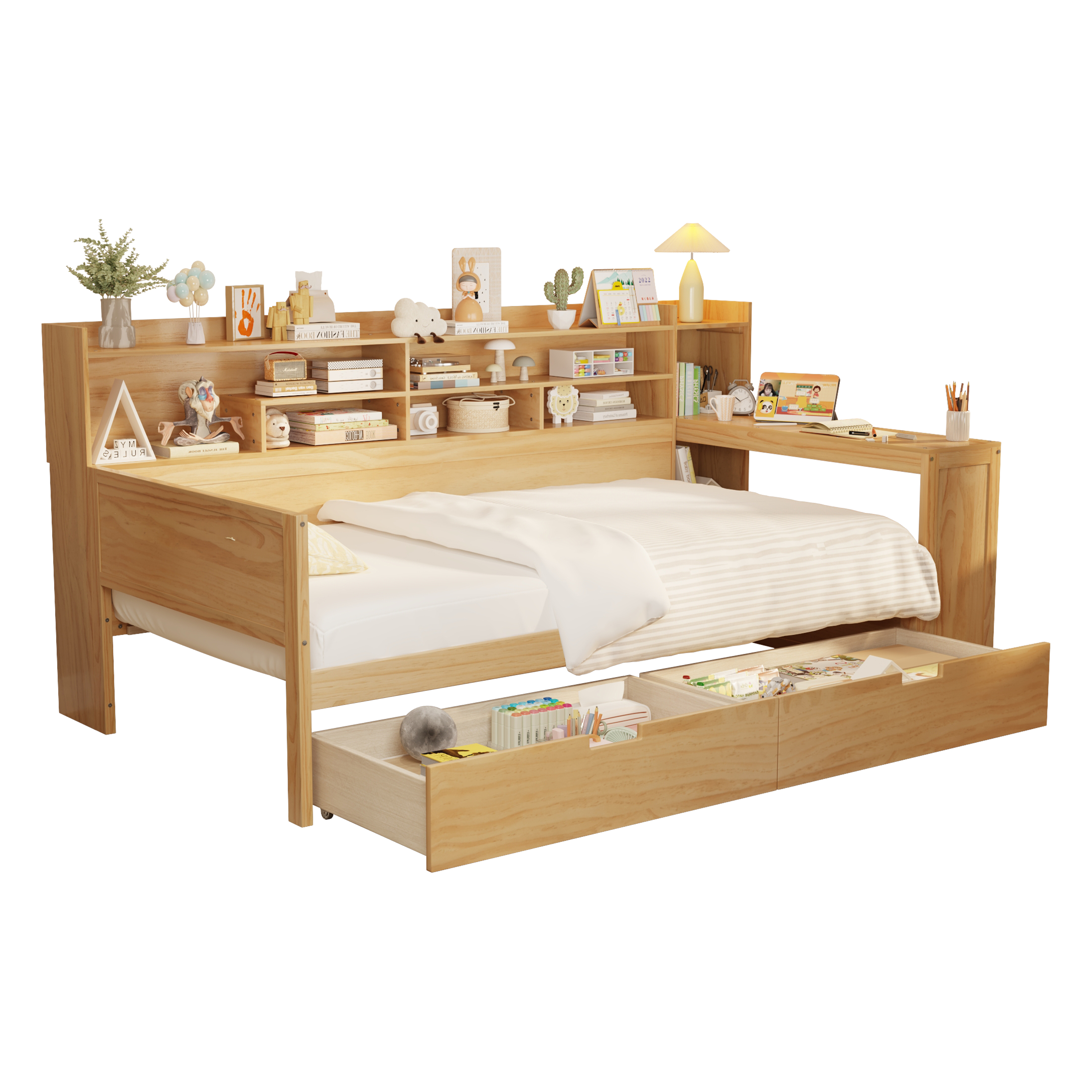 Wooden Twin Size Daybed Storage