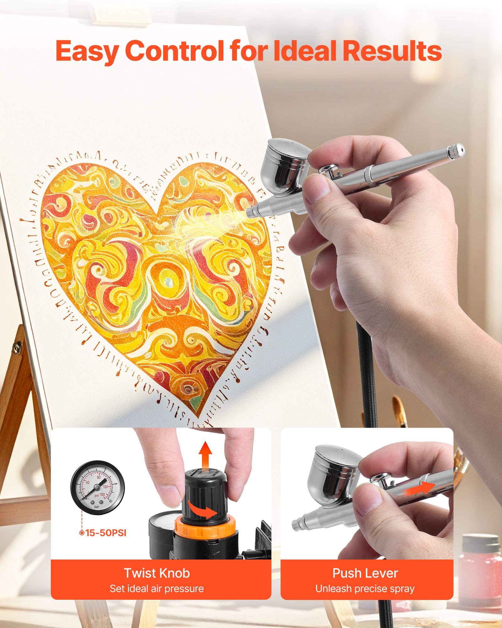 Airbrush Kit with Air Compressor and 3 Tips