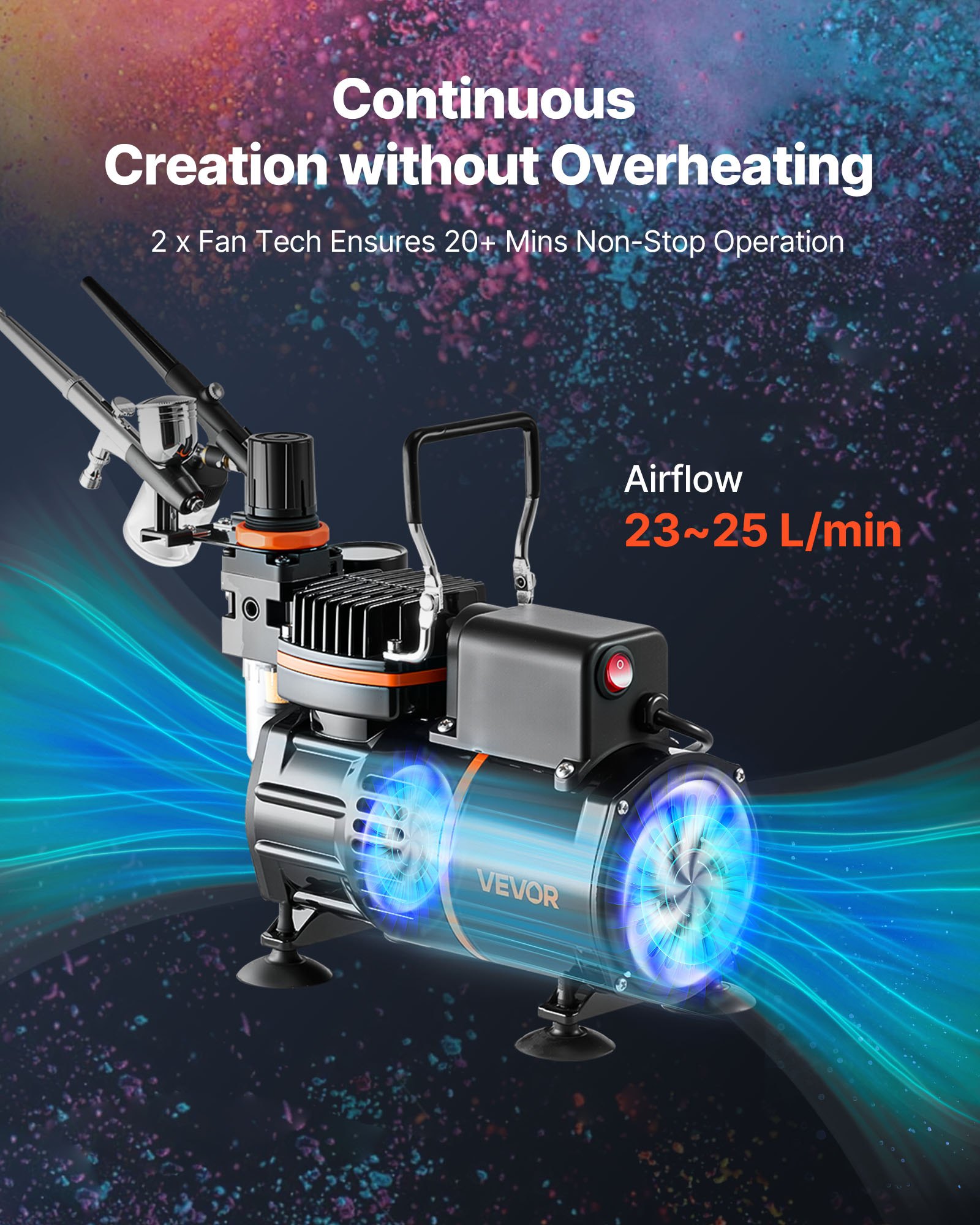 Airbrush Kit with Air Compressor and 3 Tips