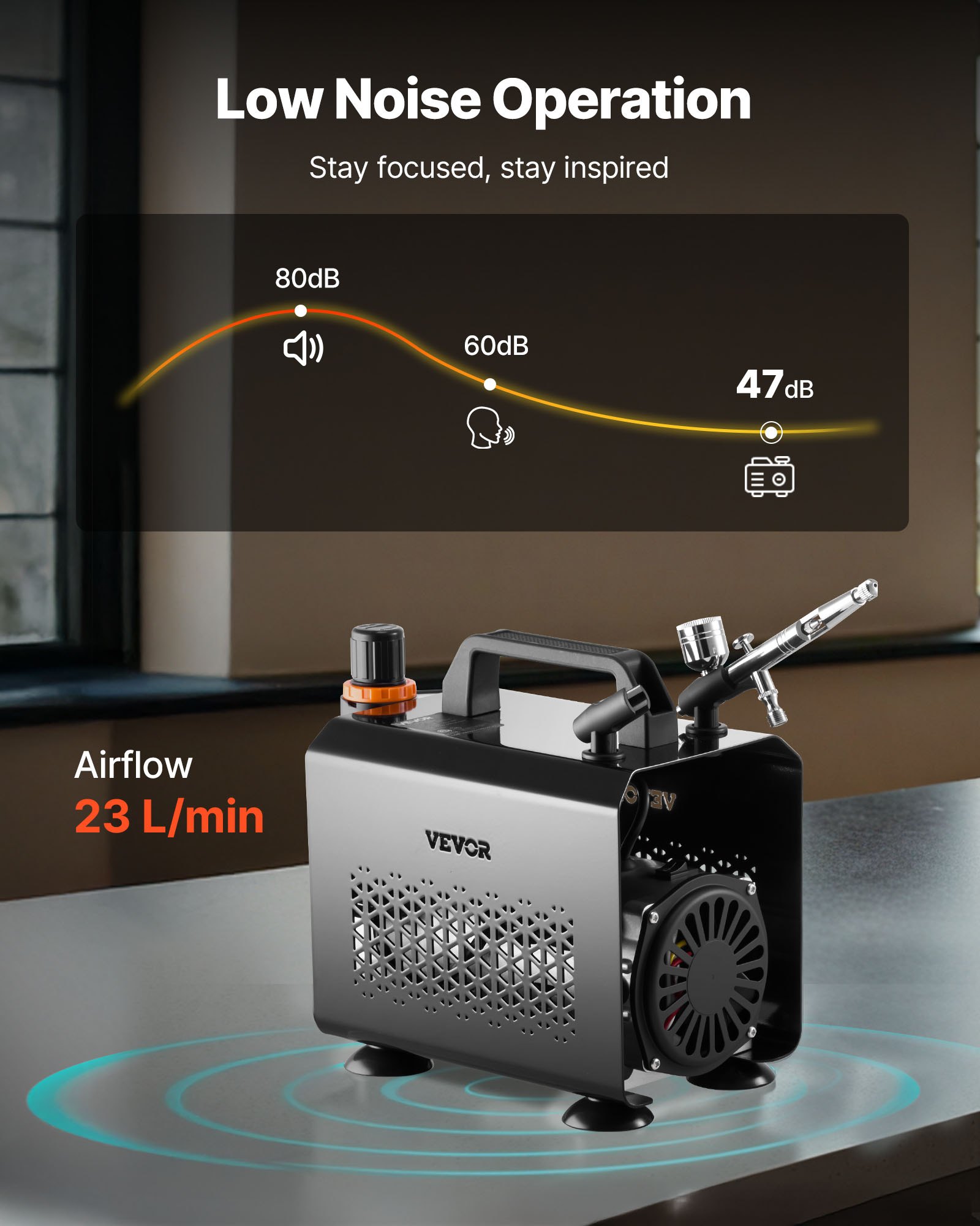 Airbrush Kit with Air Compressor and 3 Tips
