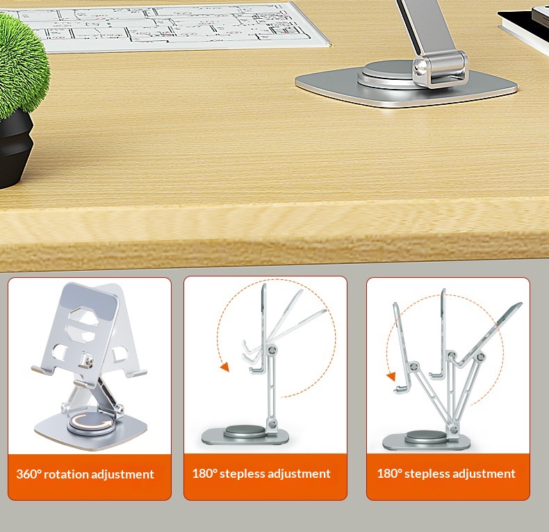 Rotating Phone Stand Desktop Metal Bedside Tablet Holder