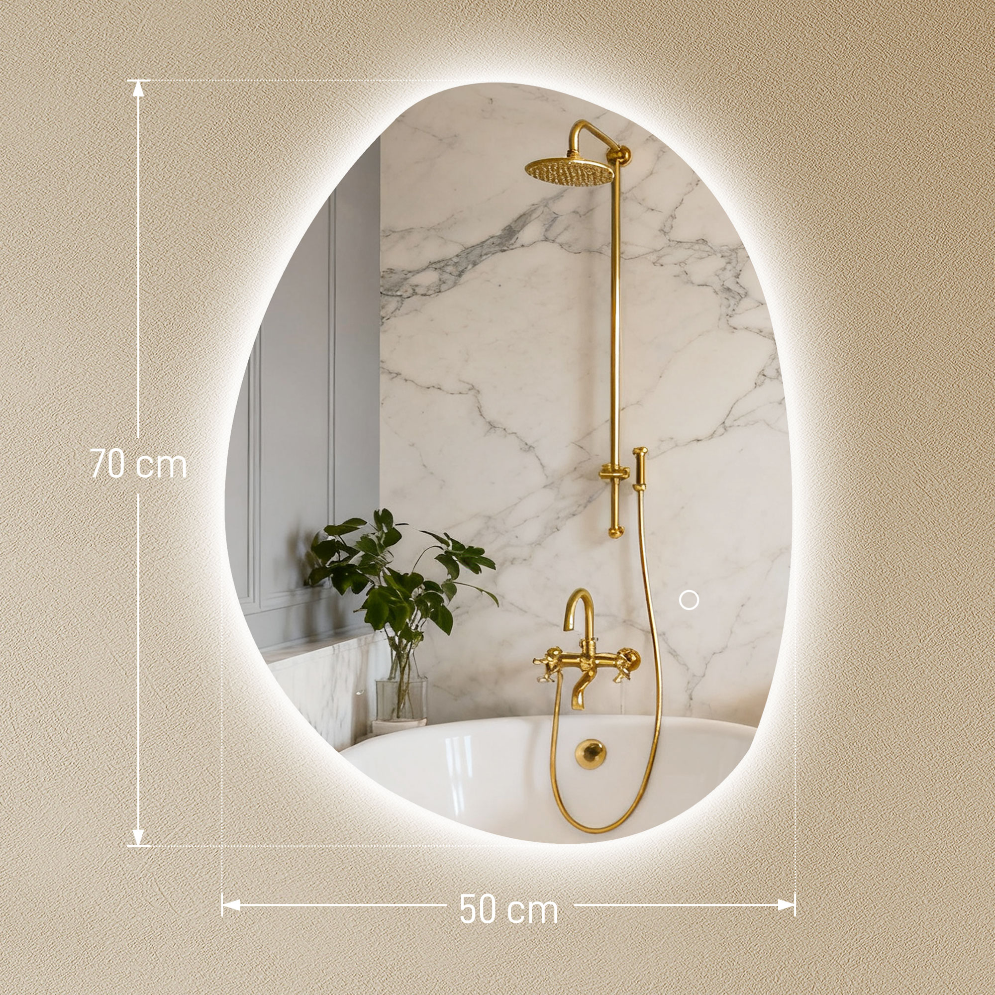 Asymmetrischer Badspiegel LED-Licht