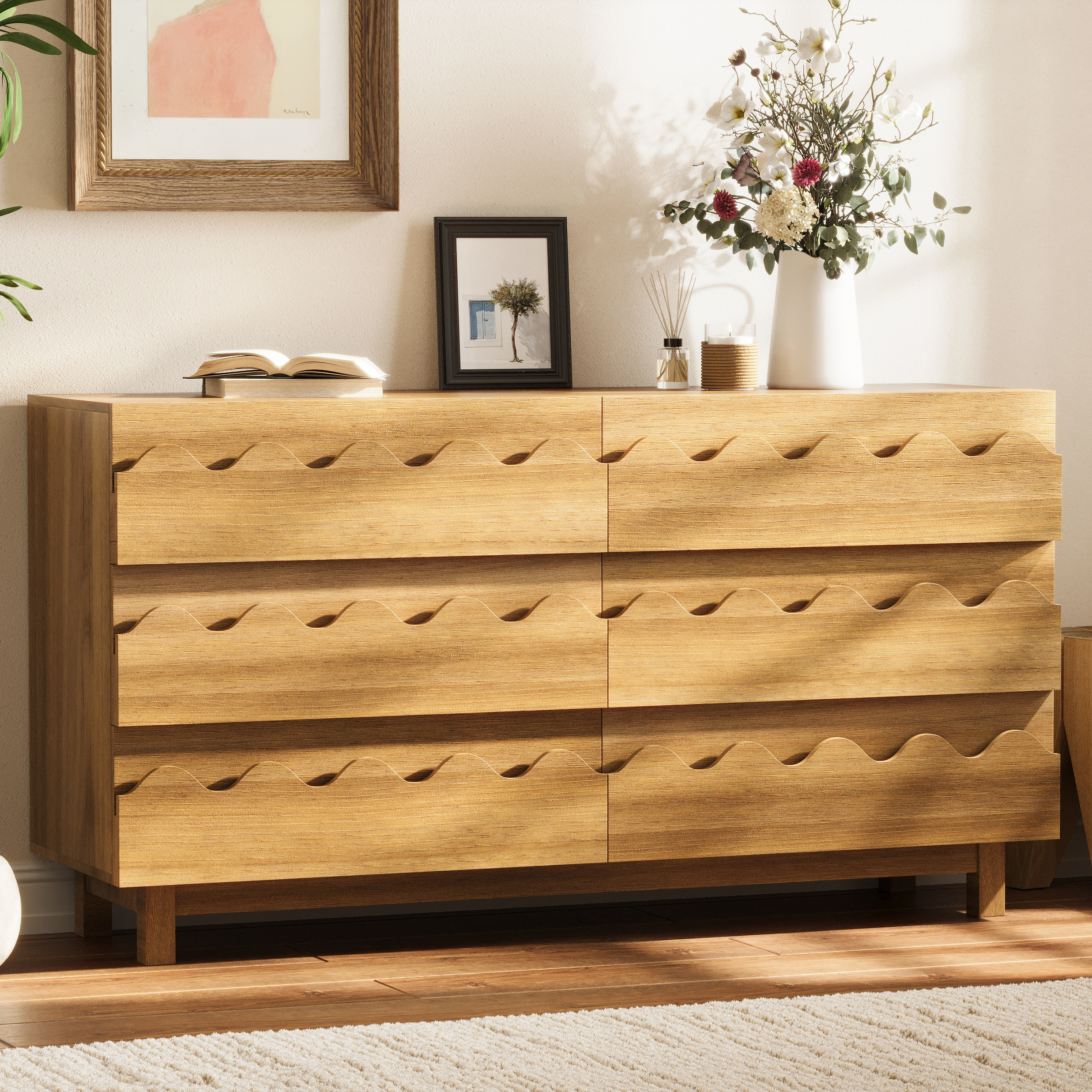 Modern Dresser Wave Front Natural Oak