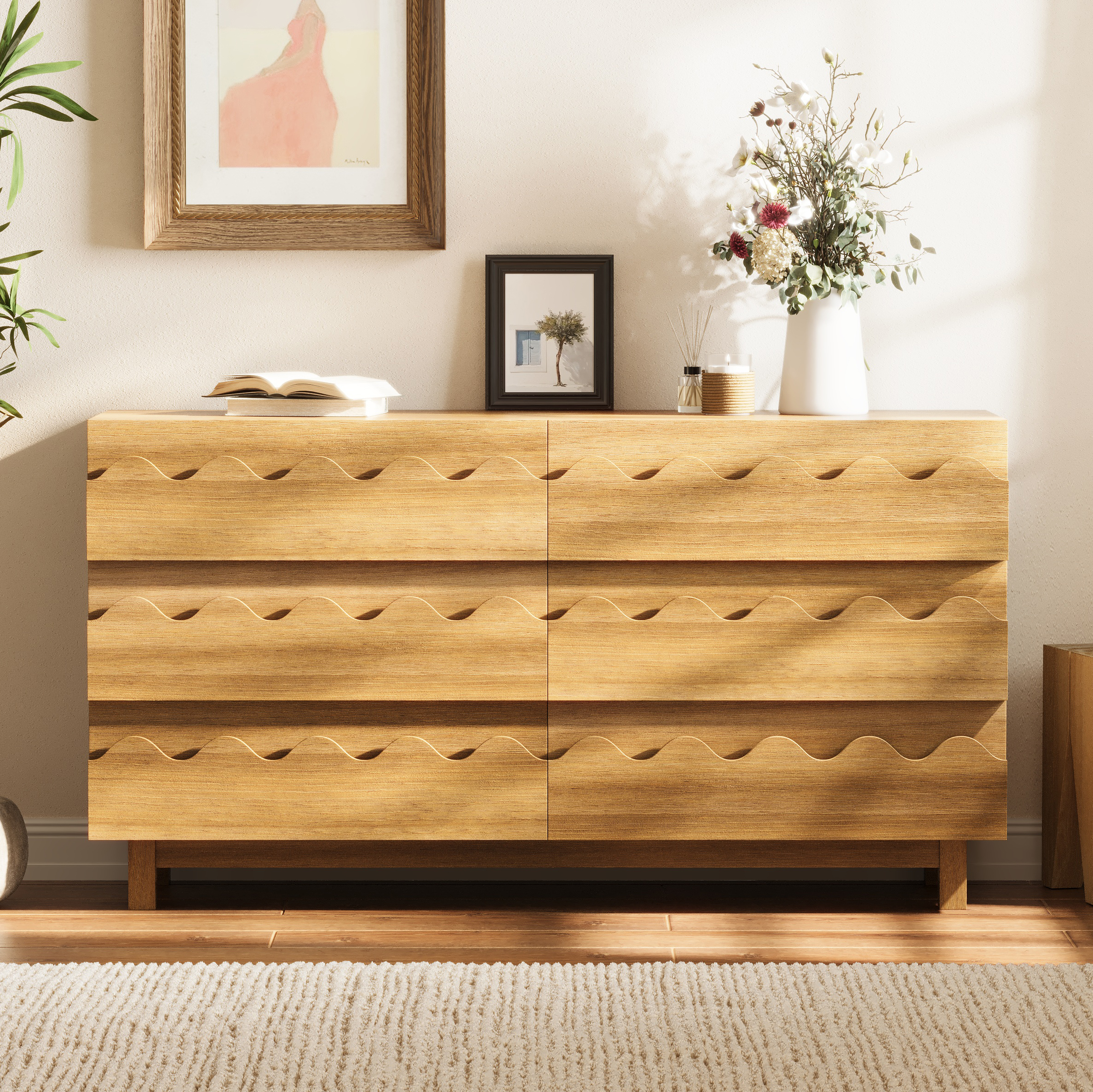 Modern Dresser Wave Front Natural Oak