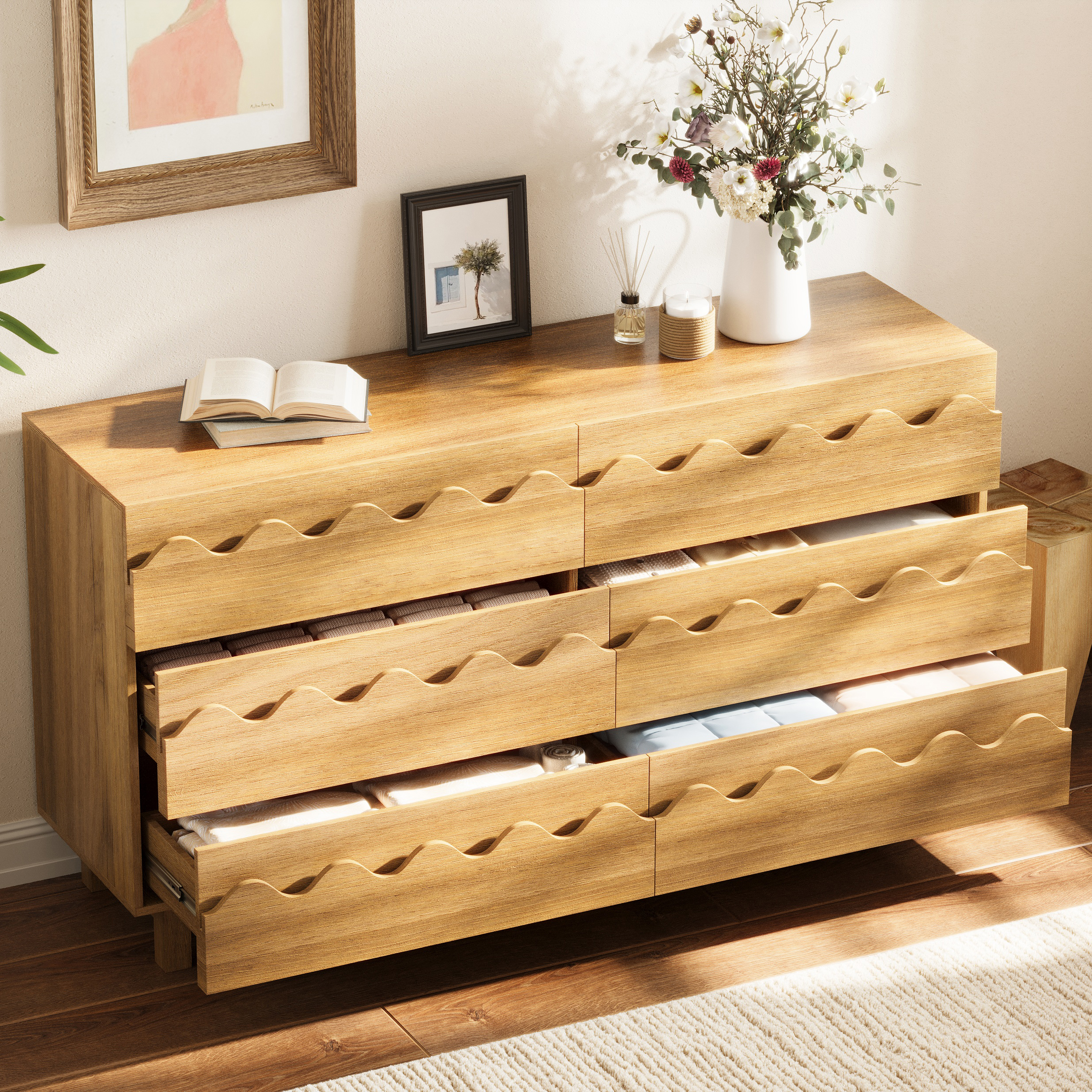 Modern Dresser Wave Front Natural Oak