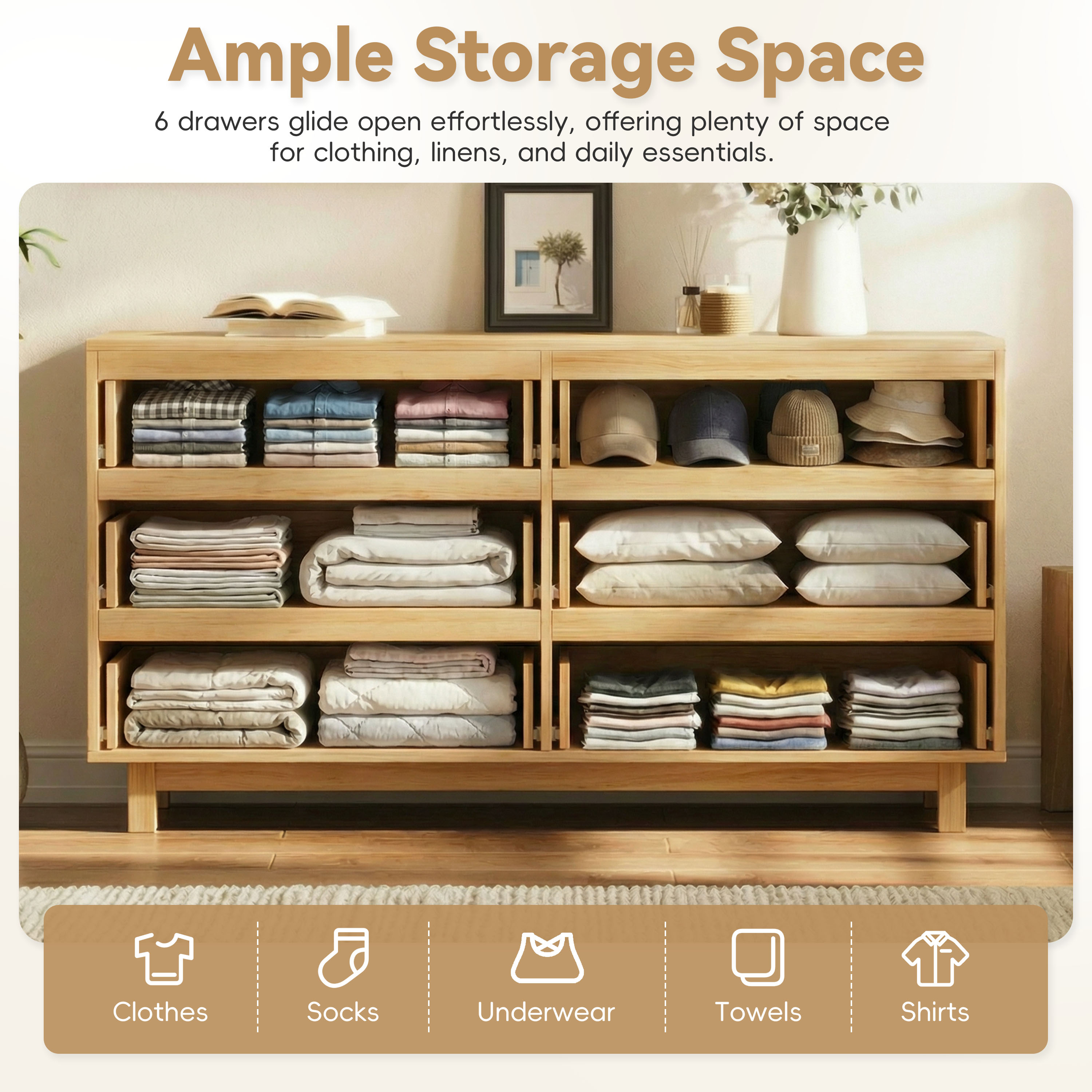 Modern Dresser Wave Front Natural Oak