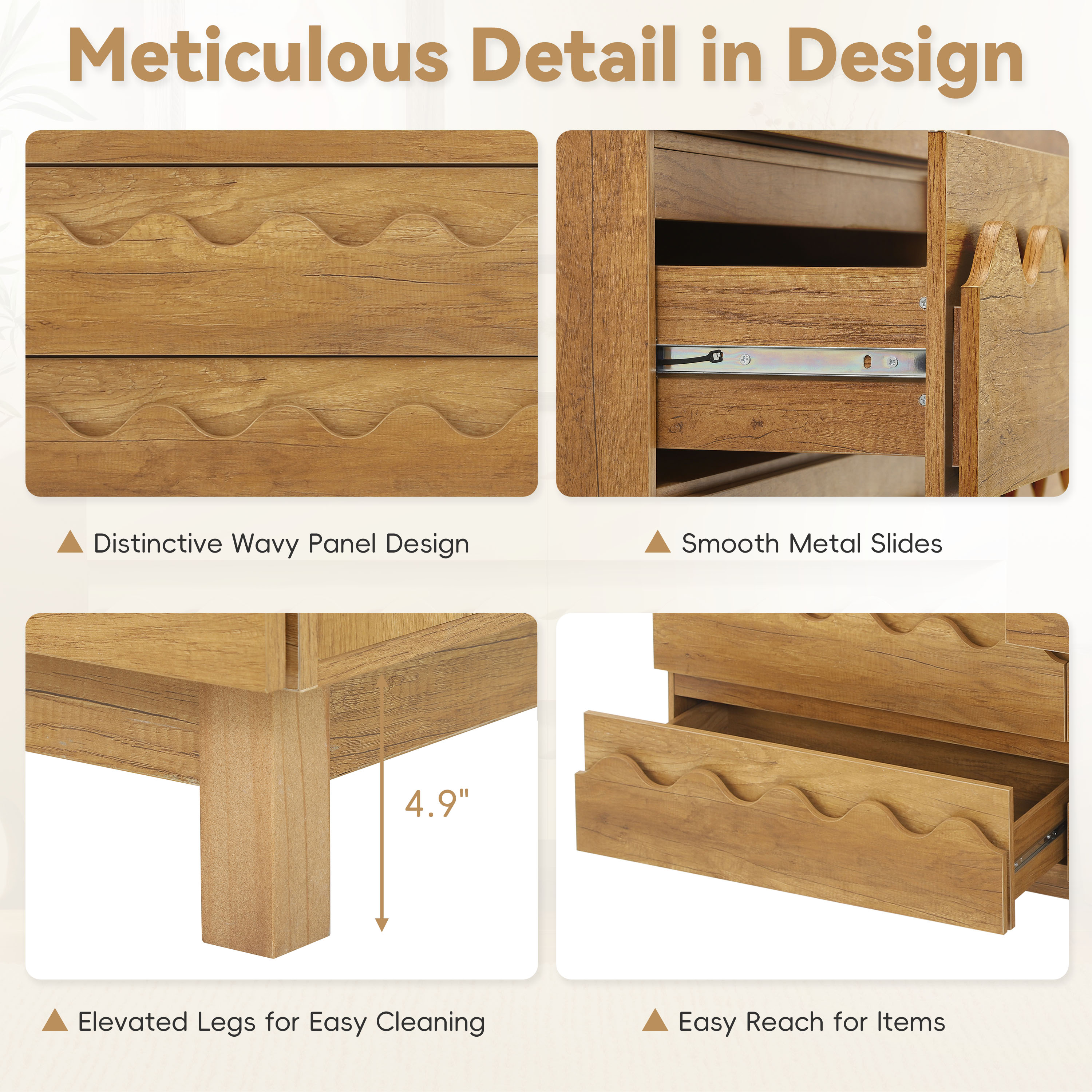 Modern Dresser Wave Front Natural Oak