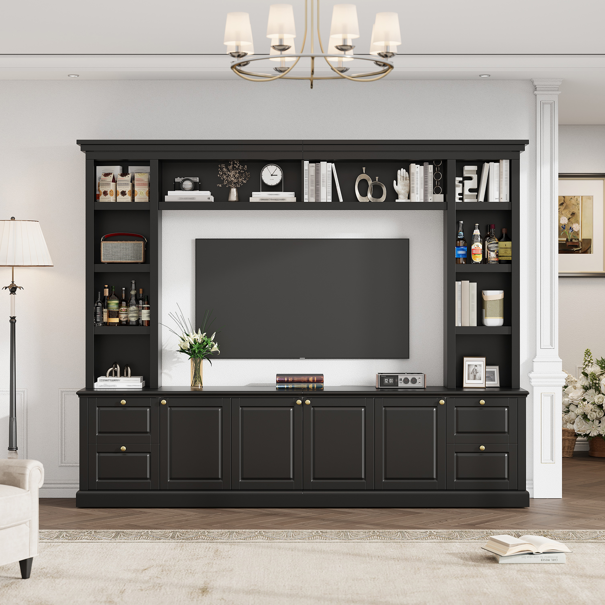 Modern TV Stand With Bookcase