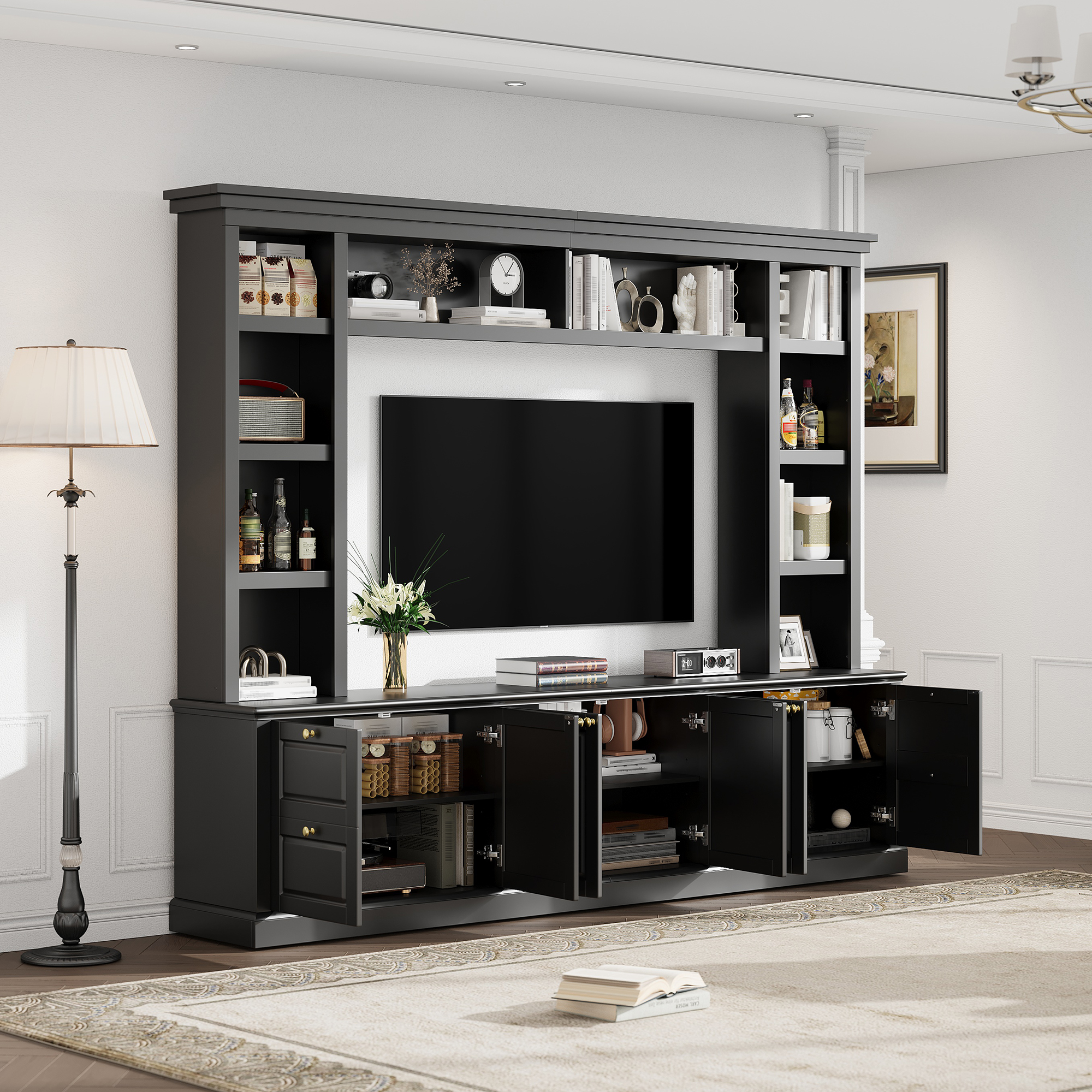 Modern TV Stand With Bookcase