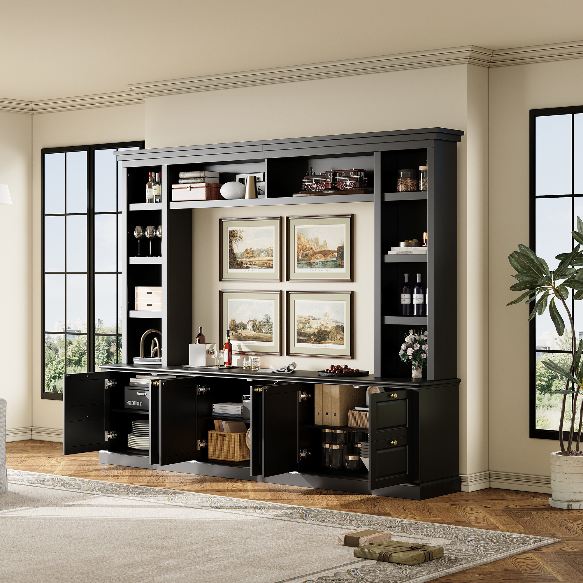 Modern TV Stand With Bookcase