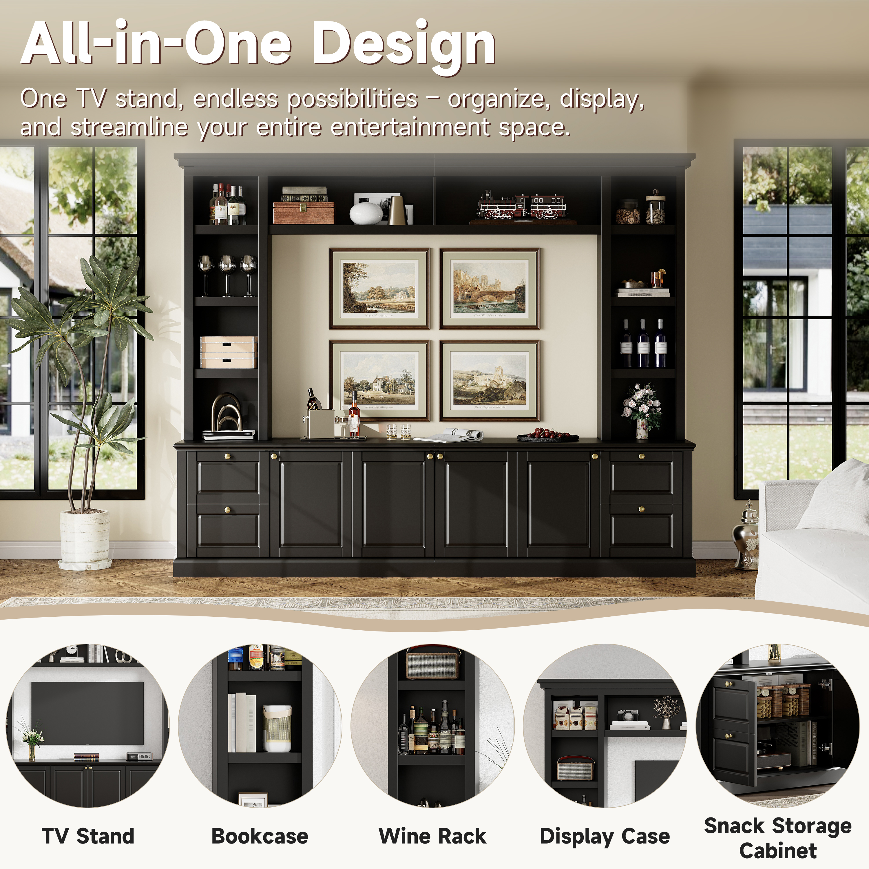 Modern TV Stand With Bookcase