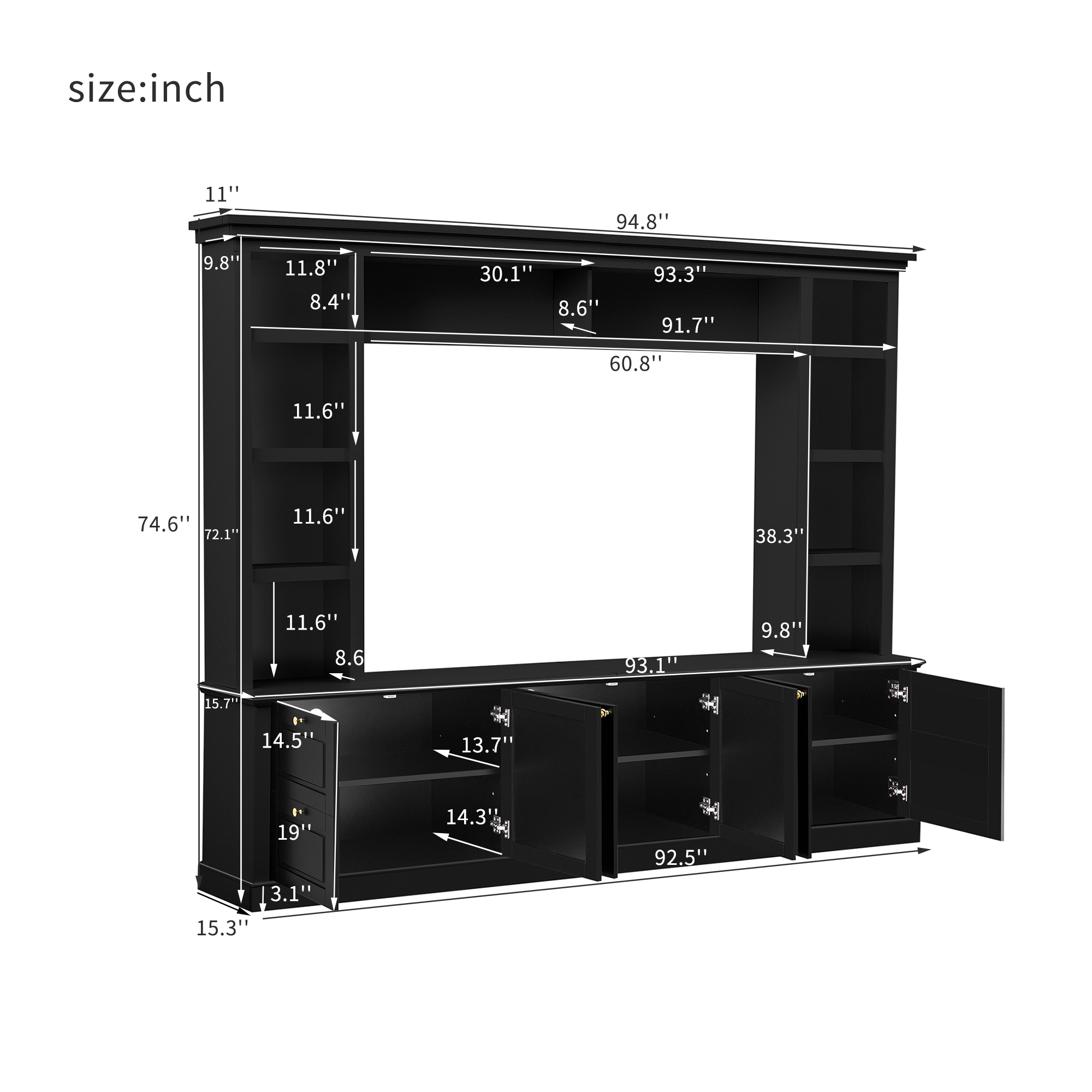 Modern TV Stand With Bookcase