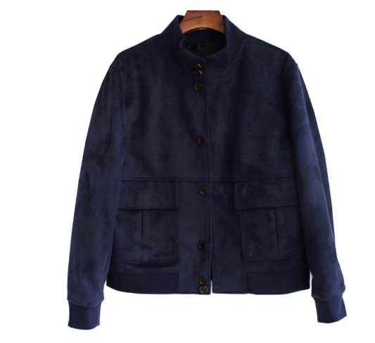 Mens Suede Coat Autumn Winter Stand-up