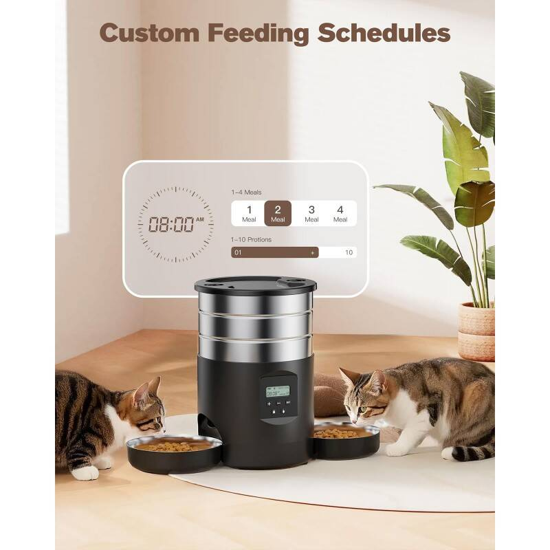 Cat Feeder Automatic Dual Bowl