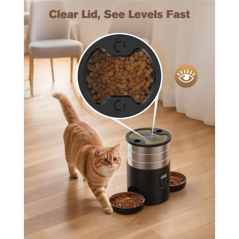 Cat Feeder Automatic Dual Bowl