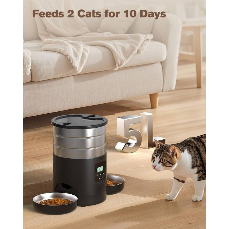 Cat Feeder Automatic Dual Bowl