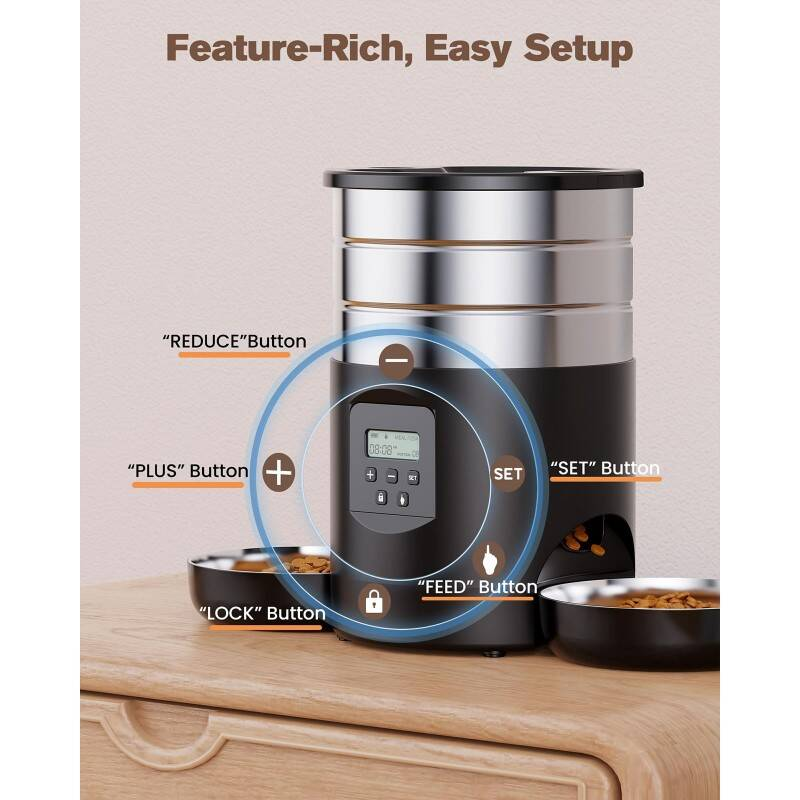 Cat Feeder Automatic Dual Bowl