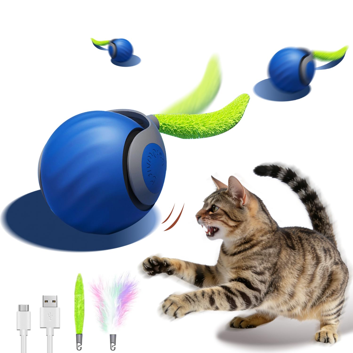 Interactive Cat Toy Ball, Automatic with 2 Speeds