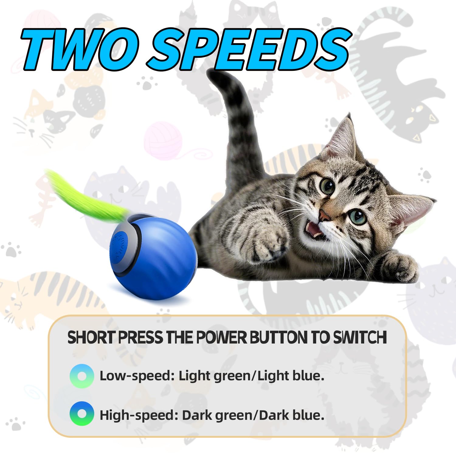 Interactive Cat Toy Ball, Automatic with 2 Speeds