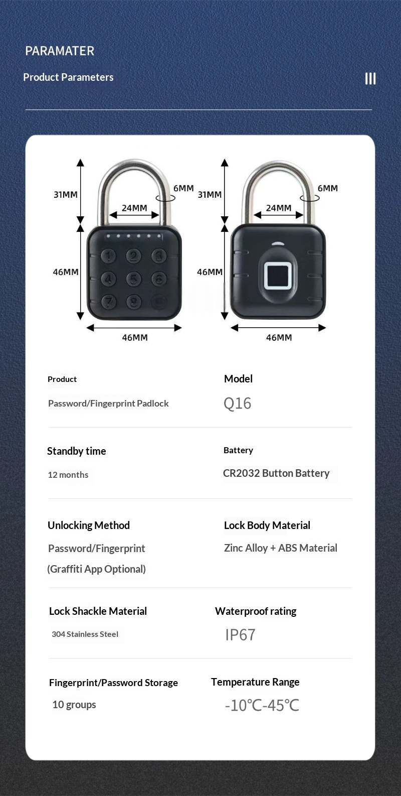 Smart Fingerprint Padlock