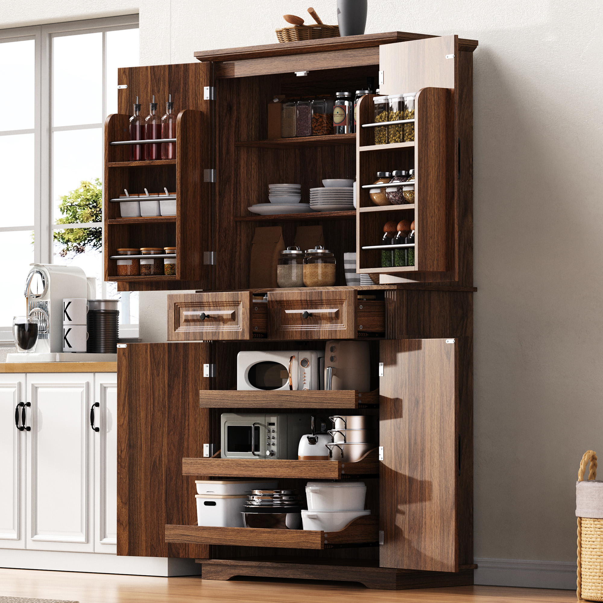 K&K Kitchen Pantry Cabinet 71 Tall