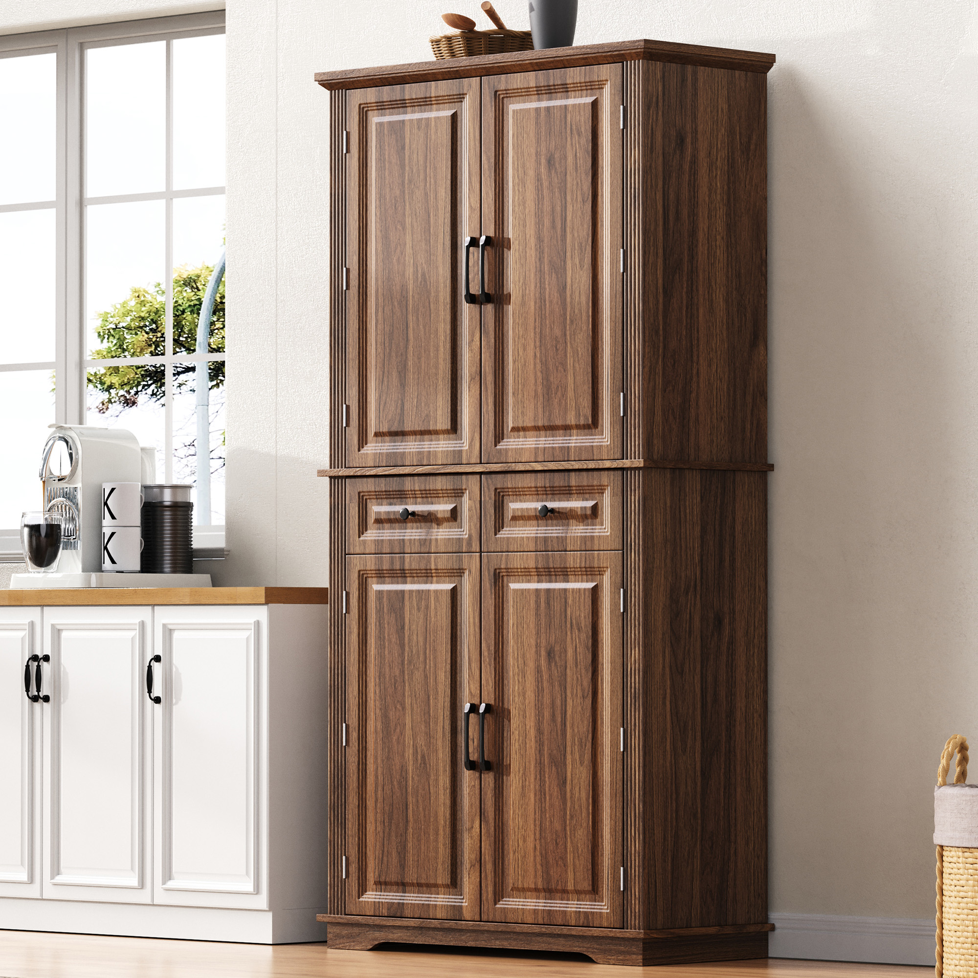 K&K Kitchen Pantry Cabinet 71 Tall