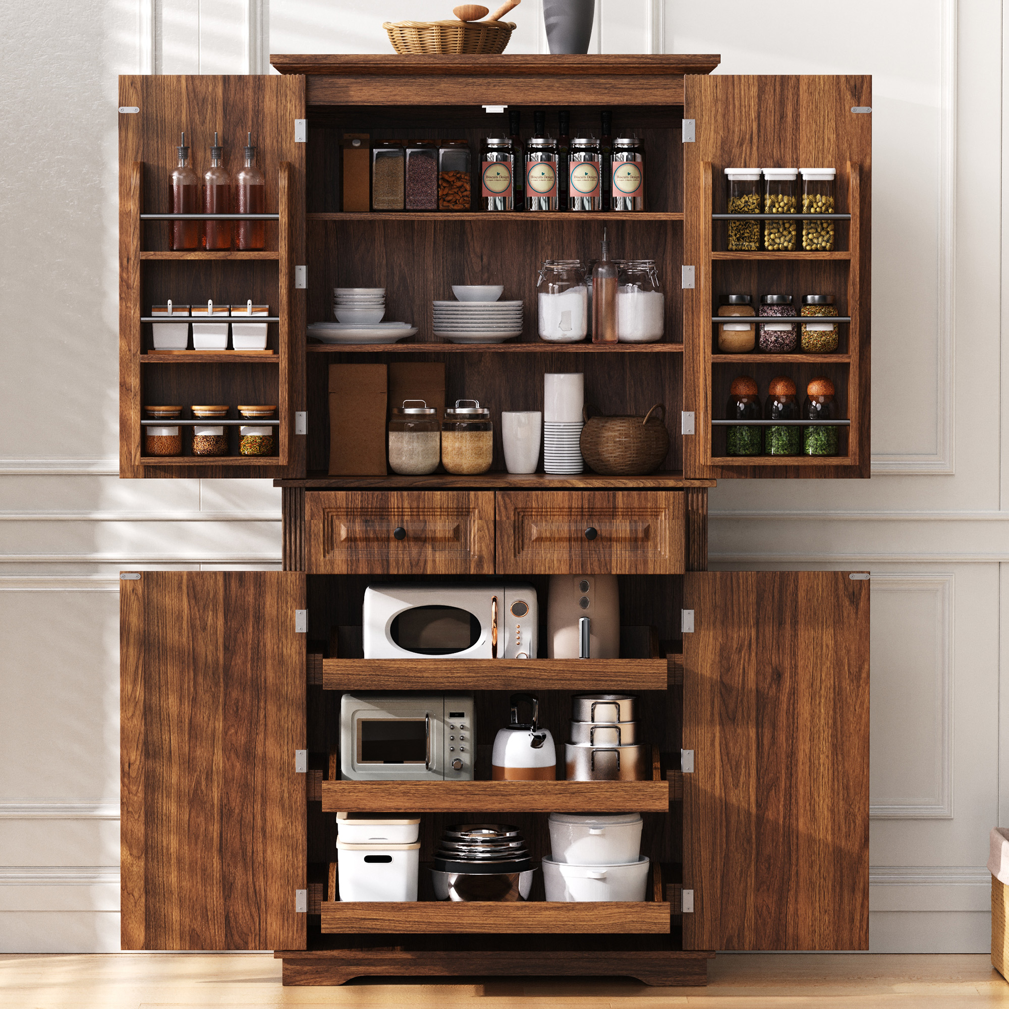 K&K Kitchen Pantry Cabinet 71 Tall