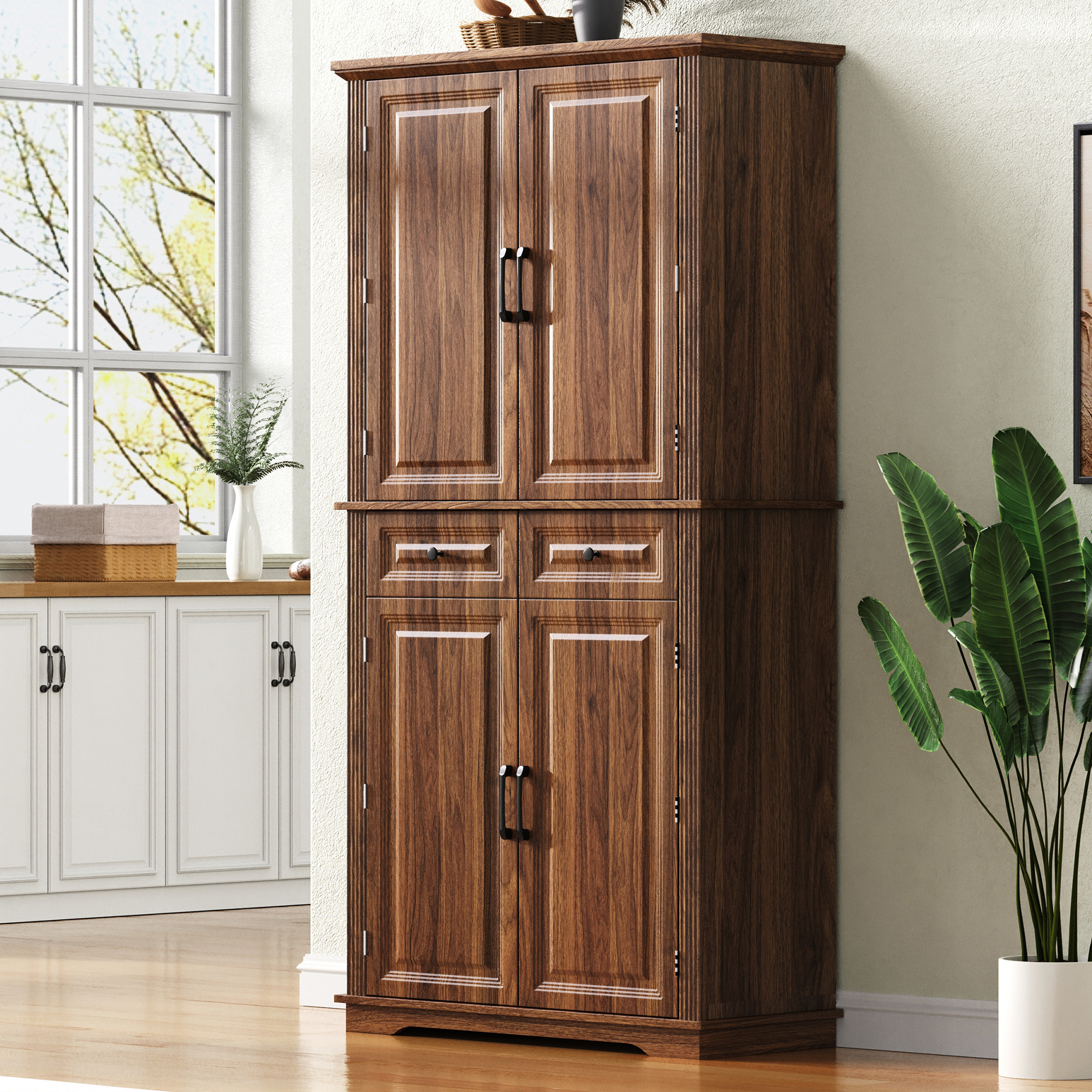 K&K Kitchen Pantry Cabinet 71 Tall