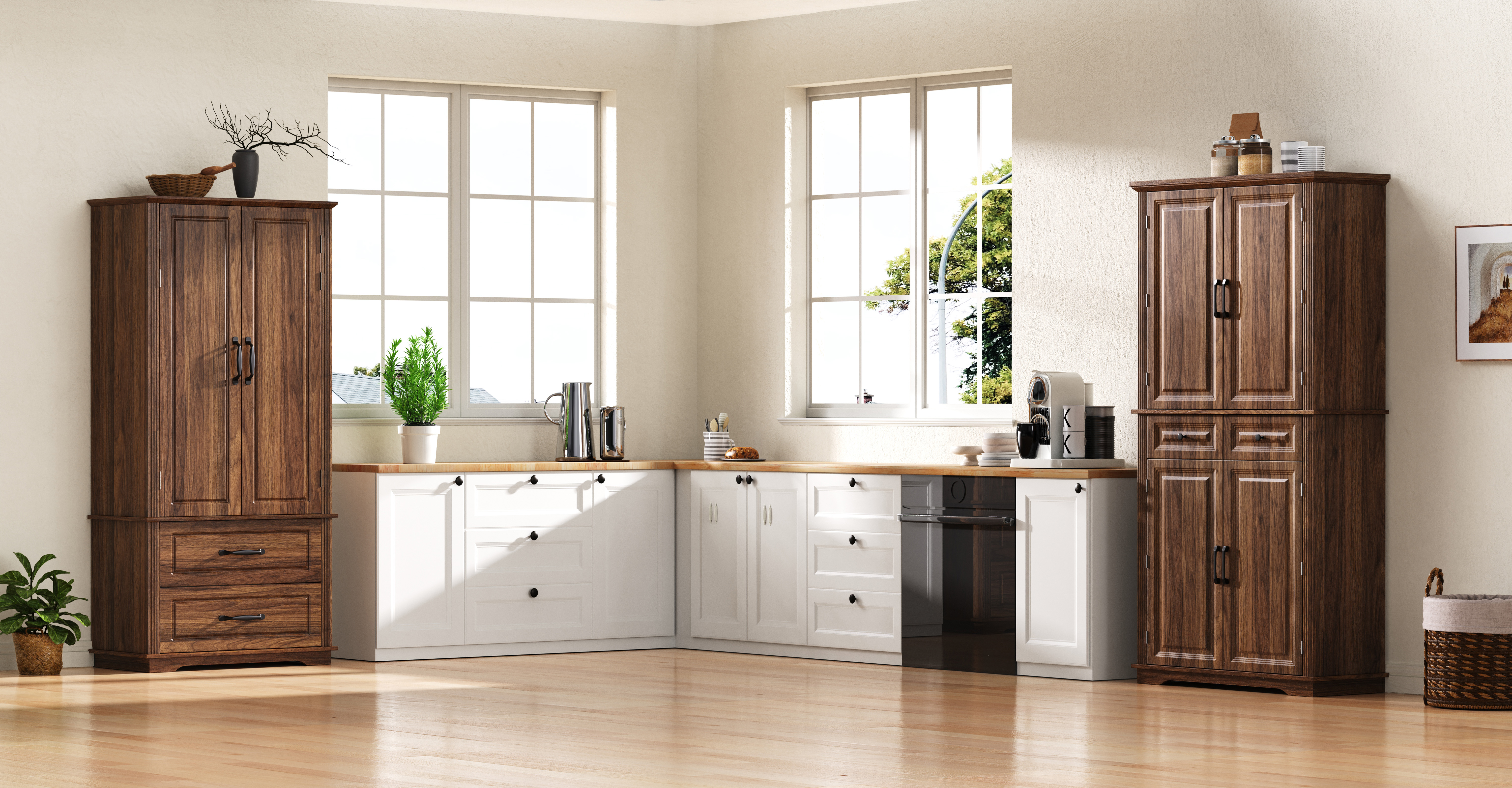 K&K Kitchen Pantry Cabinet 71 Tall