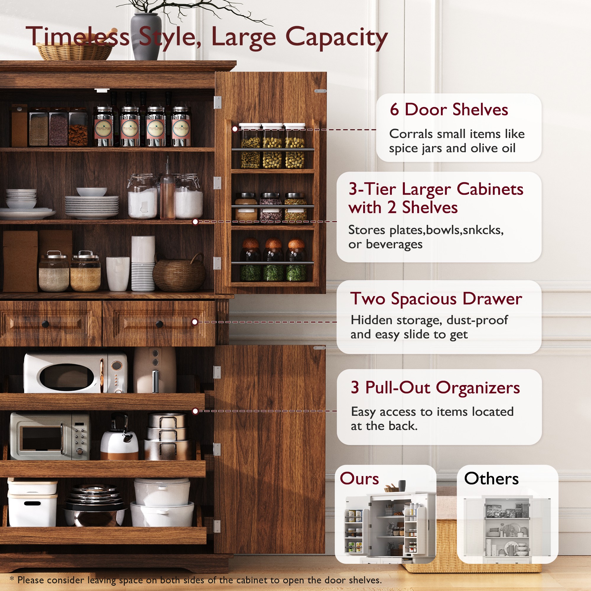 K&K Kitchen Pantry Cabinet 71 Tall