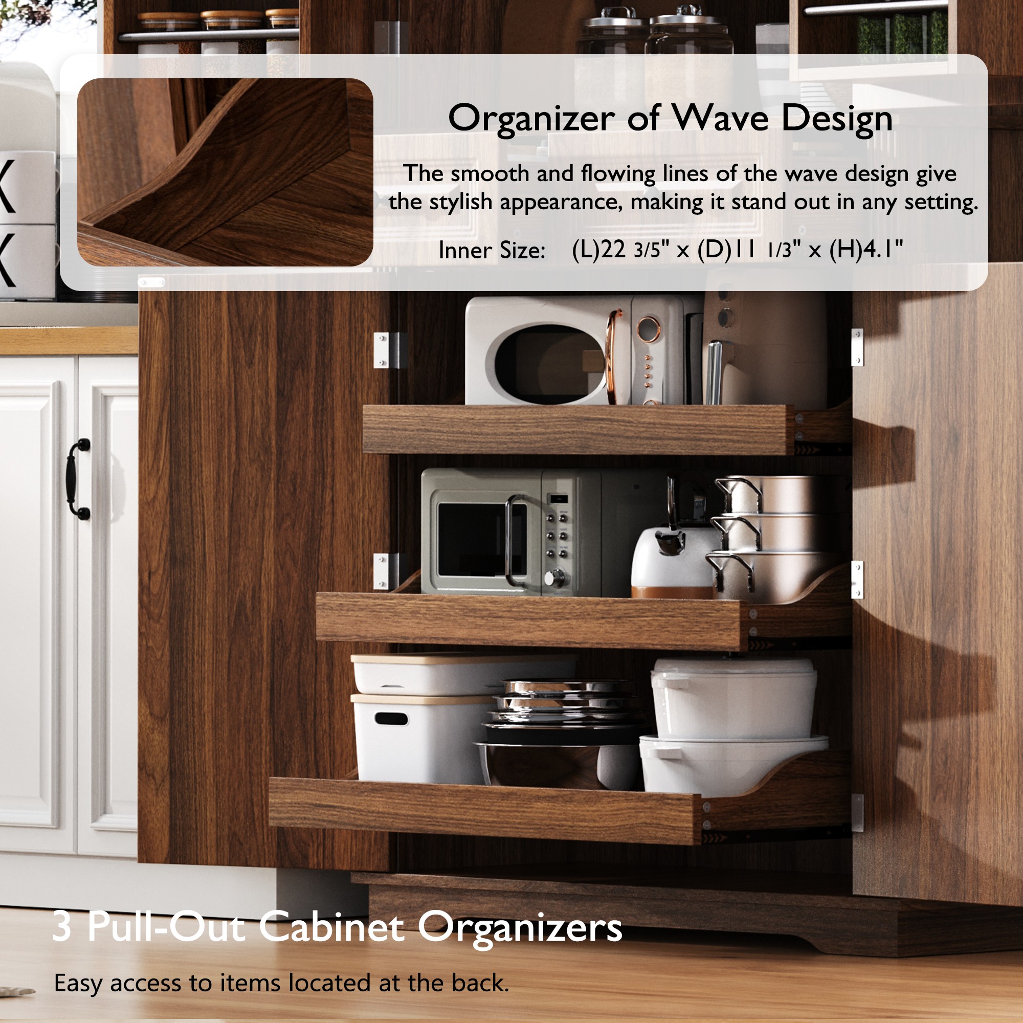 K&K Kitchen Pantry Cabinet 71 Tall