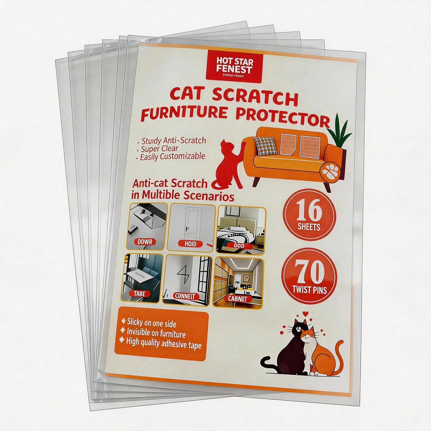 Cat Scratch Protector Set with Clear Sheets
