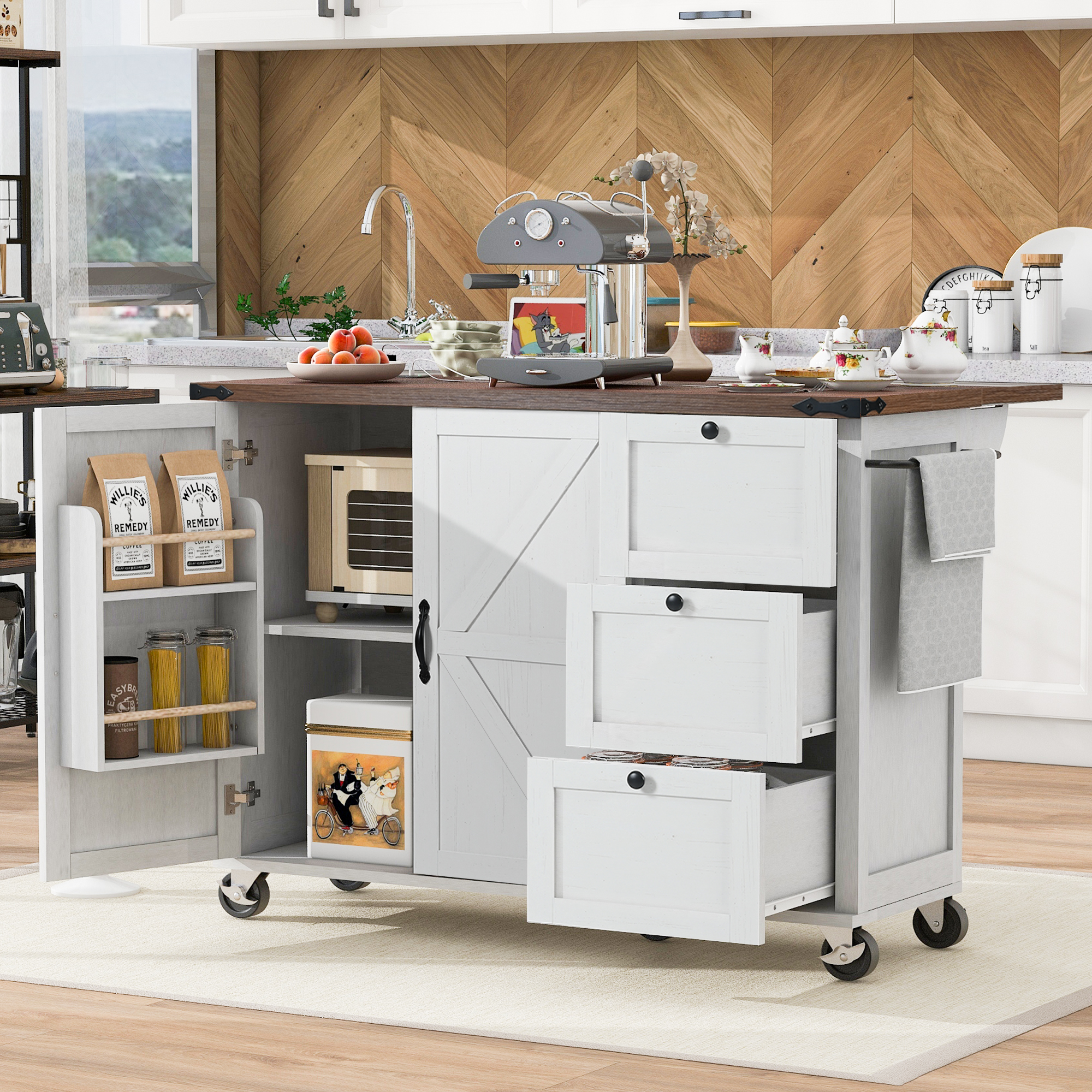 Farmhouse Kitchen Island White