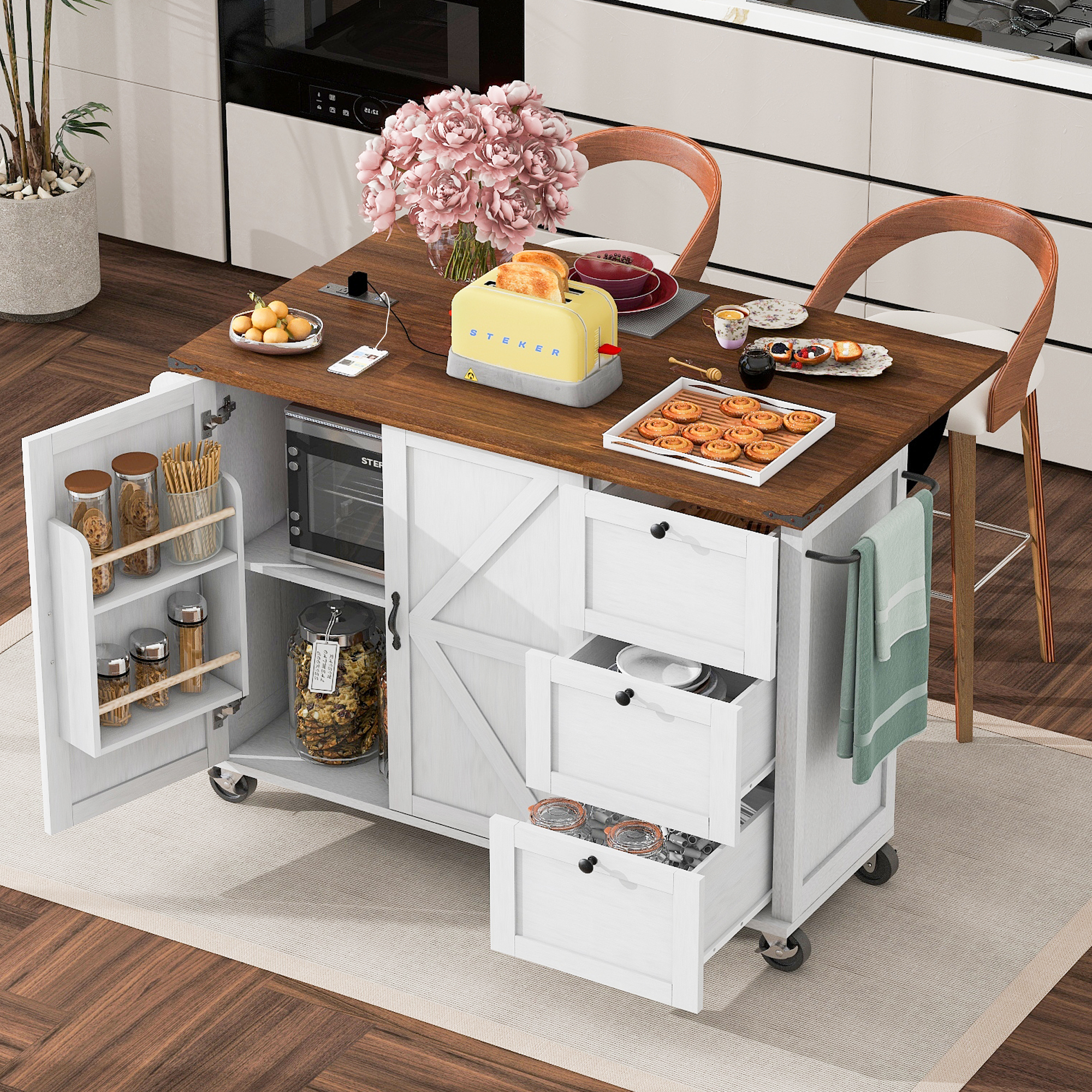 Farmhouse Kitchen Island White