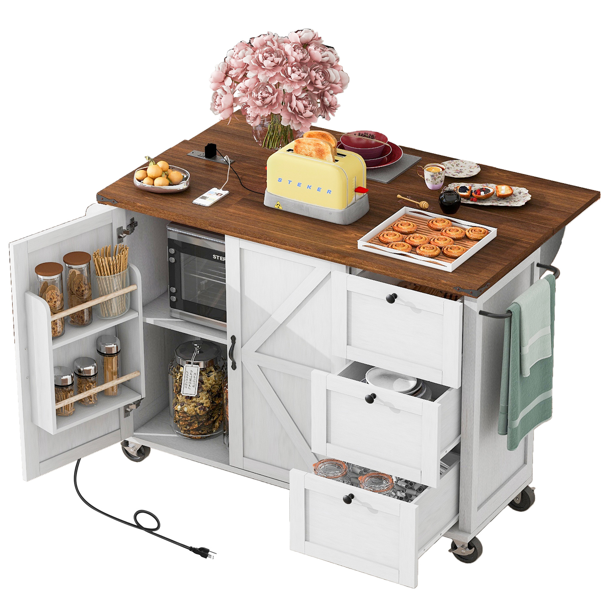 Farmhouse Kitchen Island White