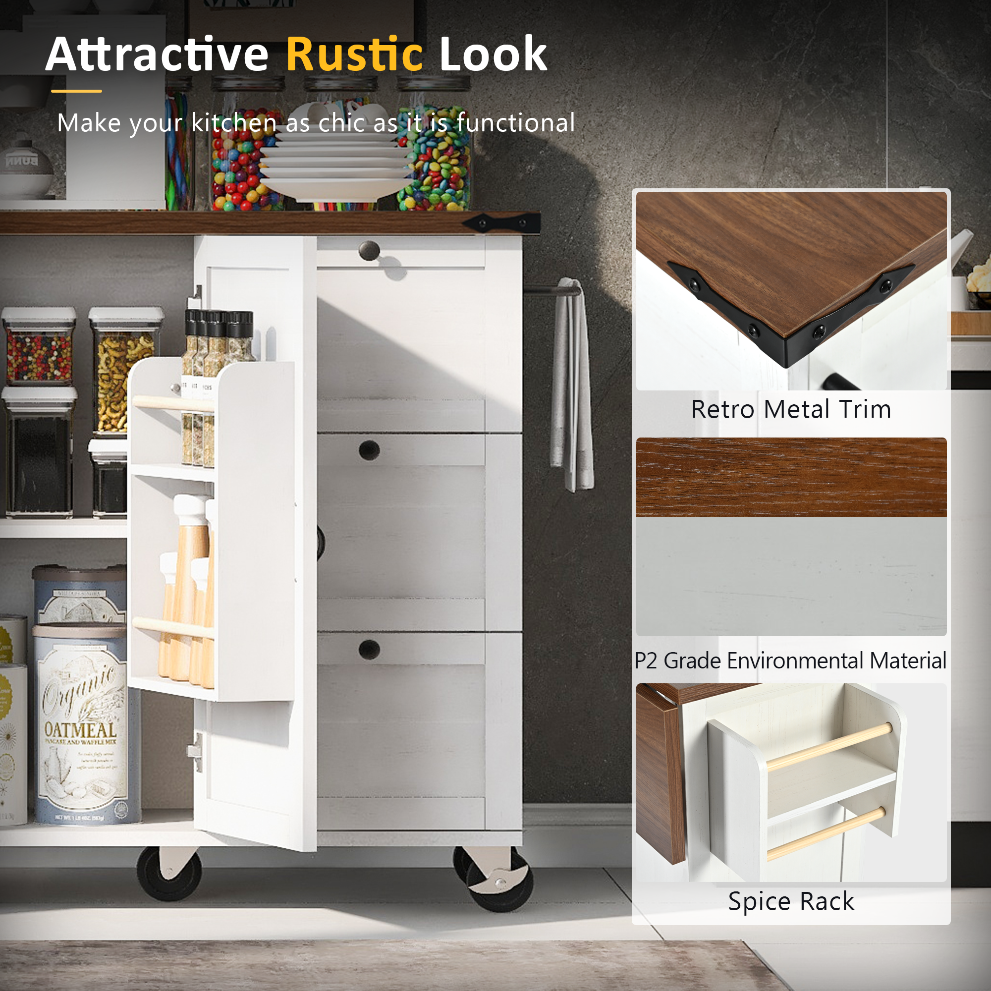 Farmhouse Kitchen Island White