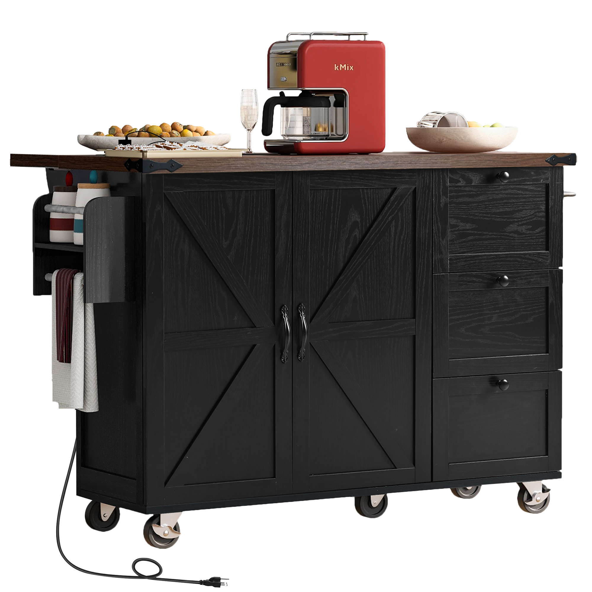 Farmhouse Kitchen Island Black