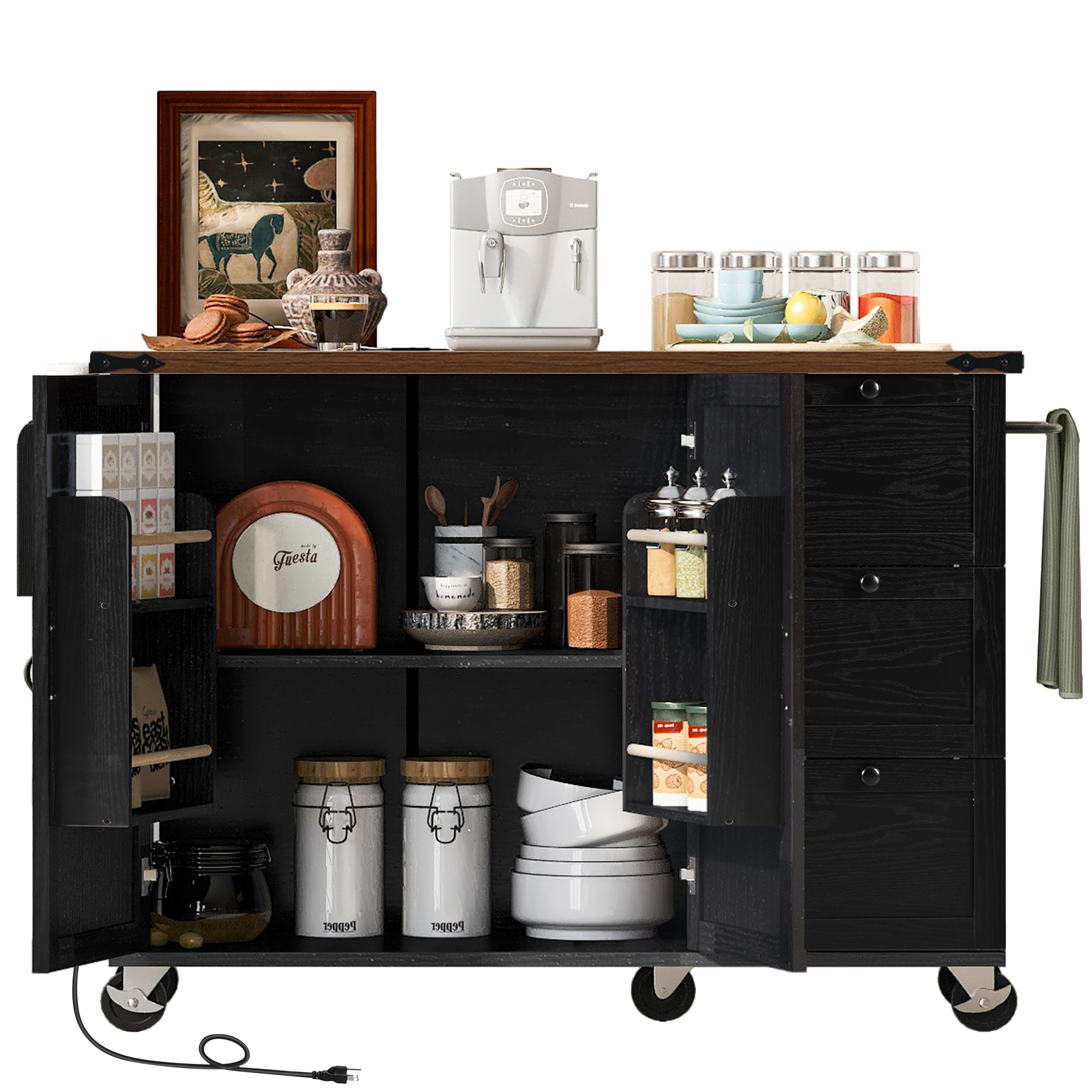 Farmhouse Kitchen Island Black