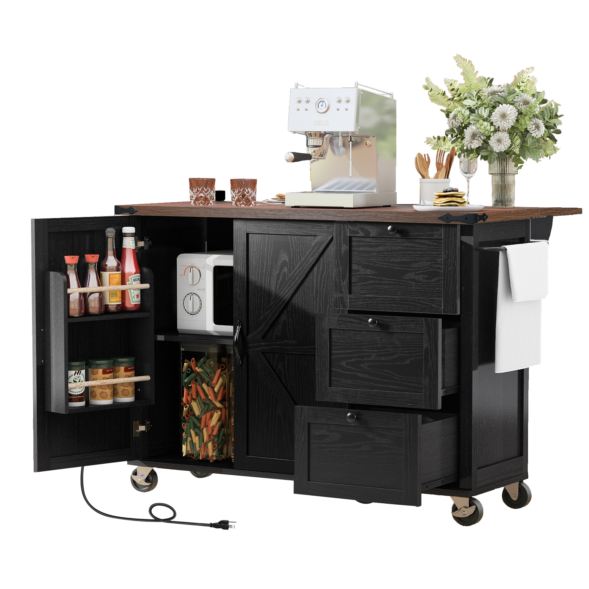 Farmhouse Kitchen Island Black