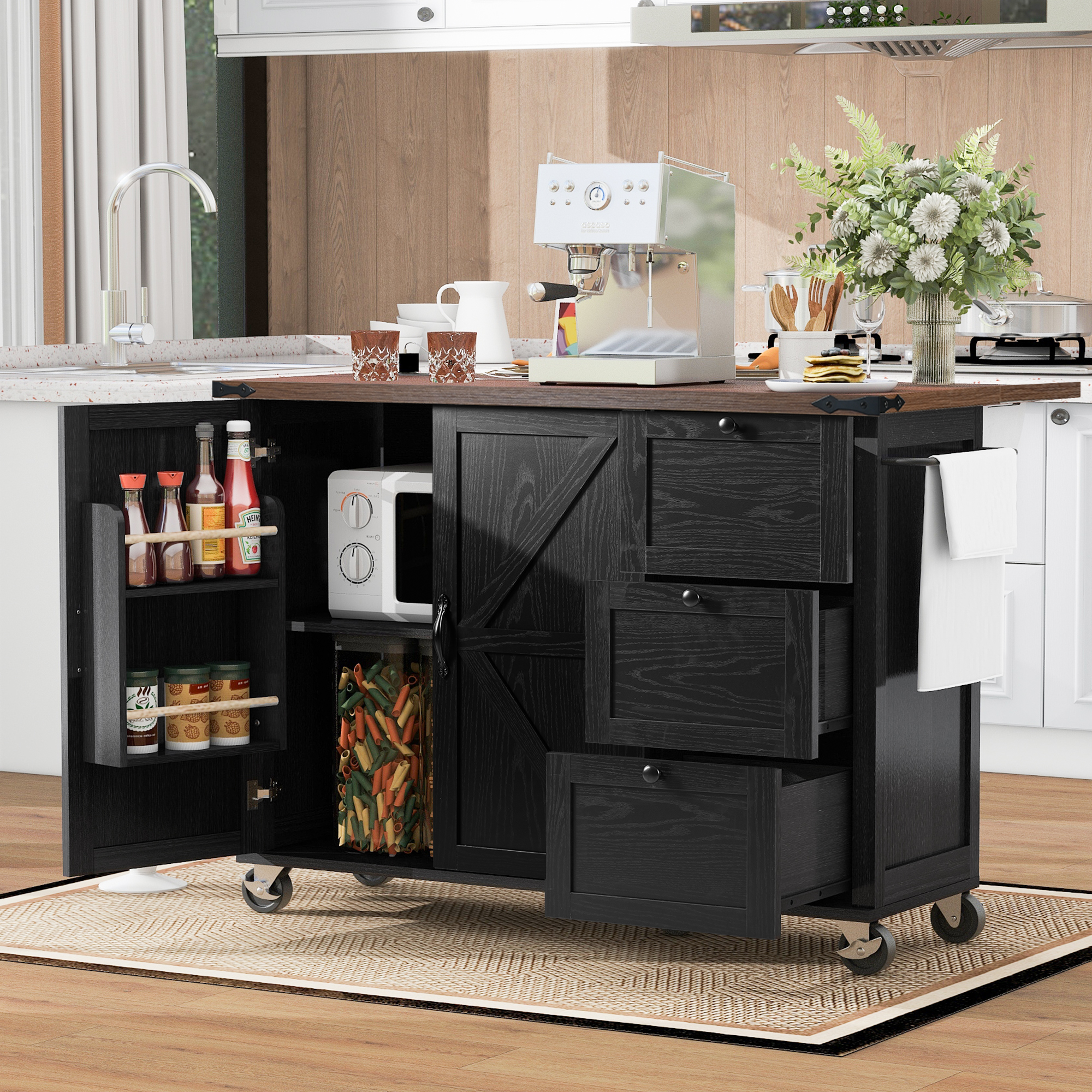 Farmhouse Kitchen Island Black