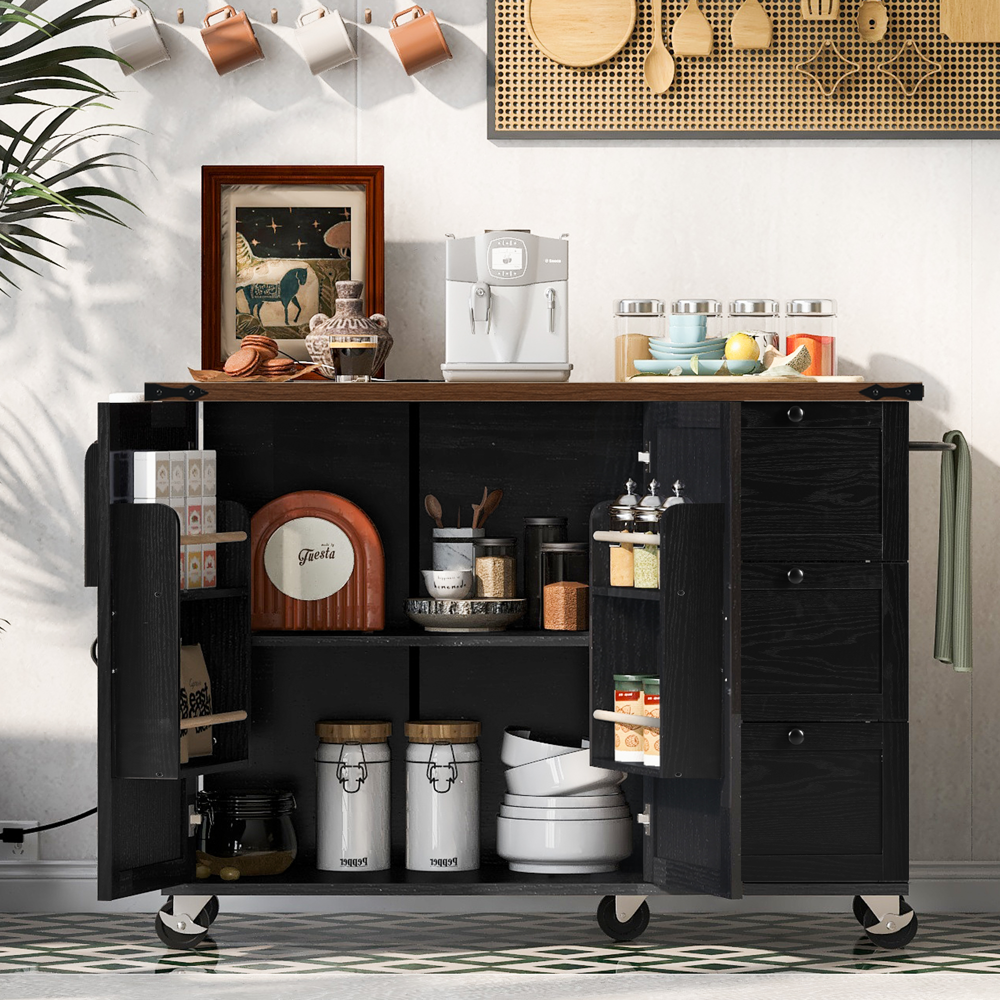 Farmhouse Kitchen Island Black