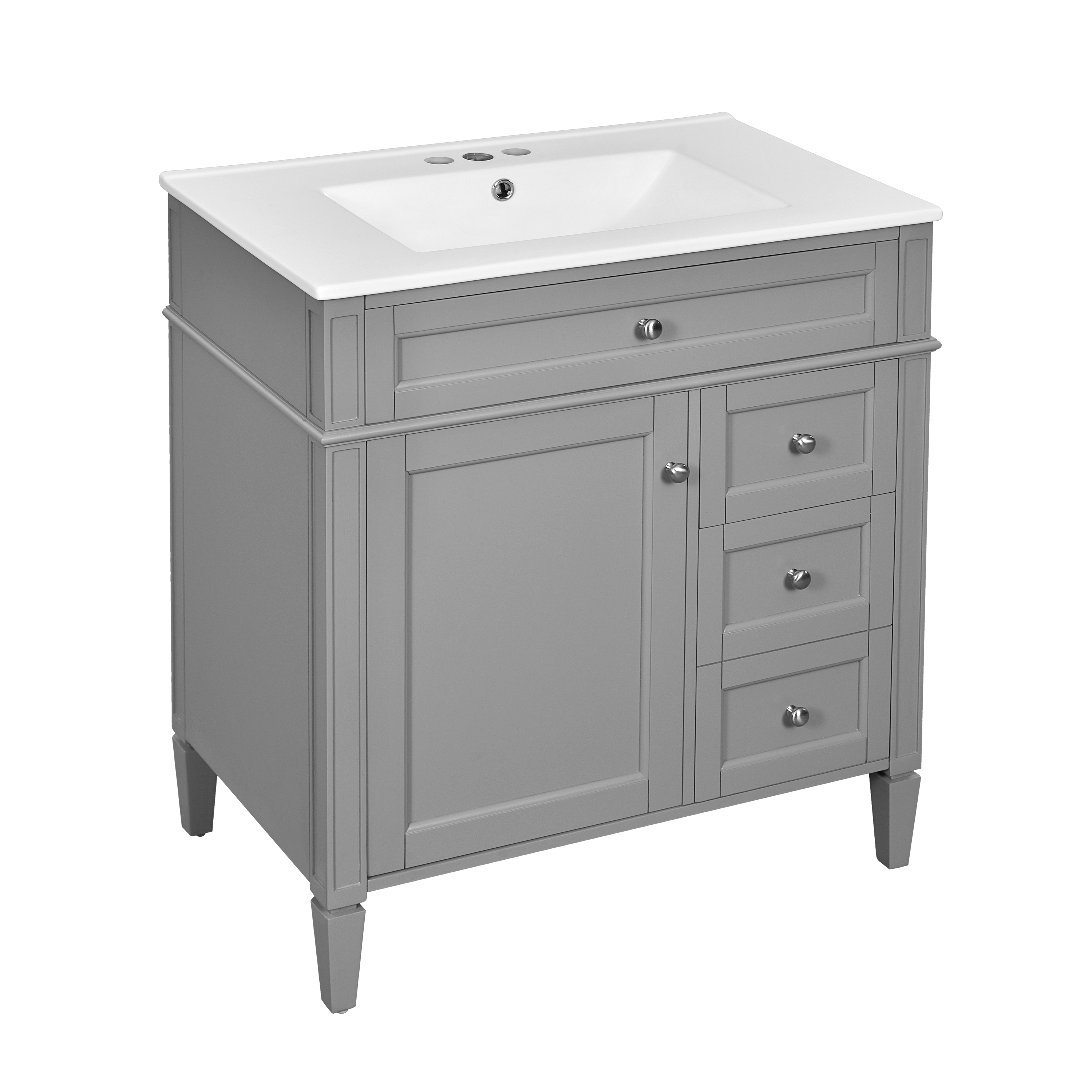 30 Bathroom Vanity with Top Sink and Drawers