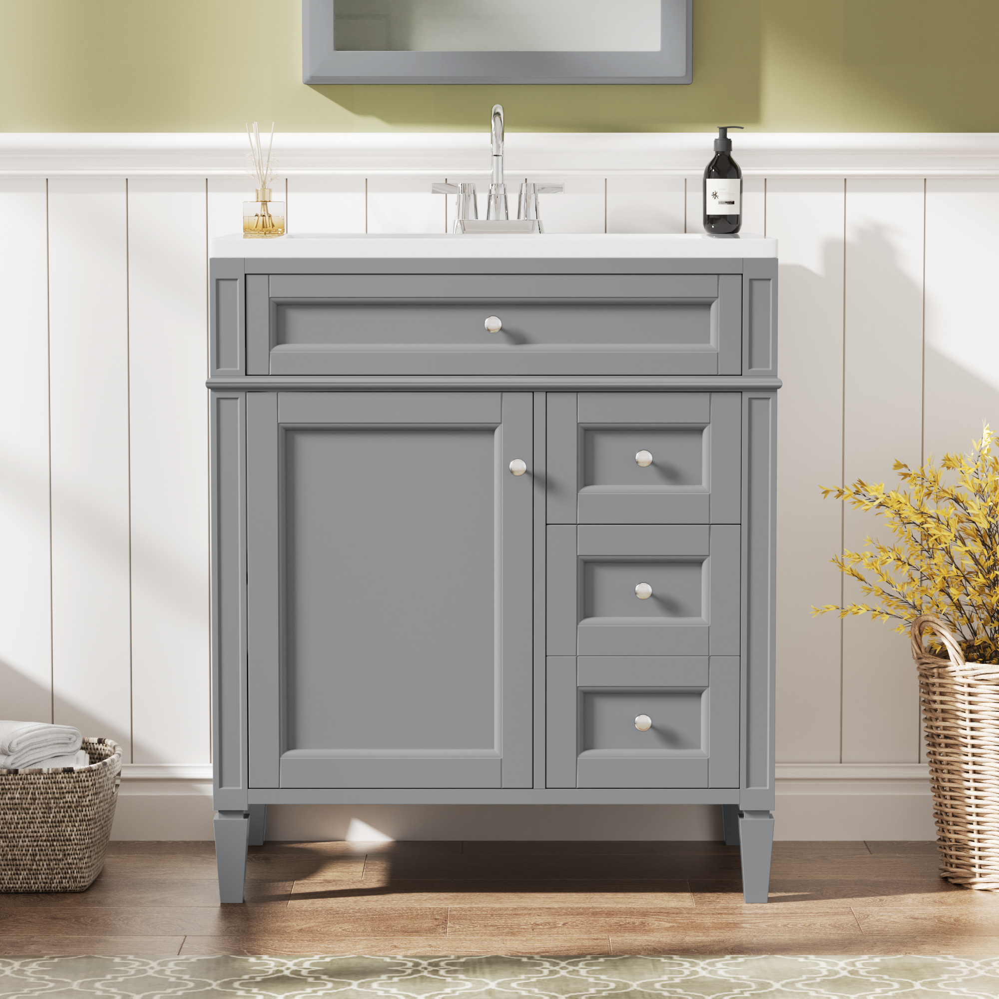 30 Bathroom Vanity with Top Sink and Drawers