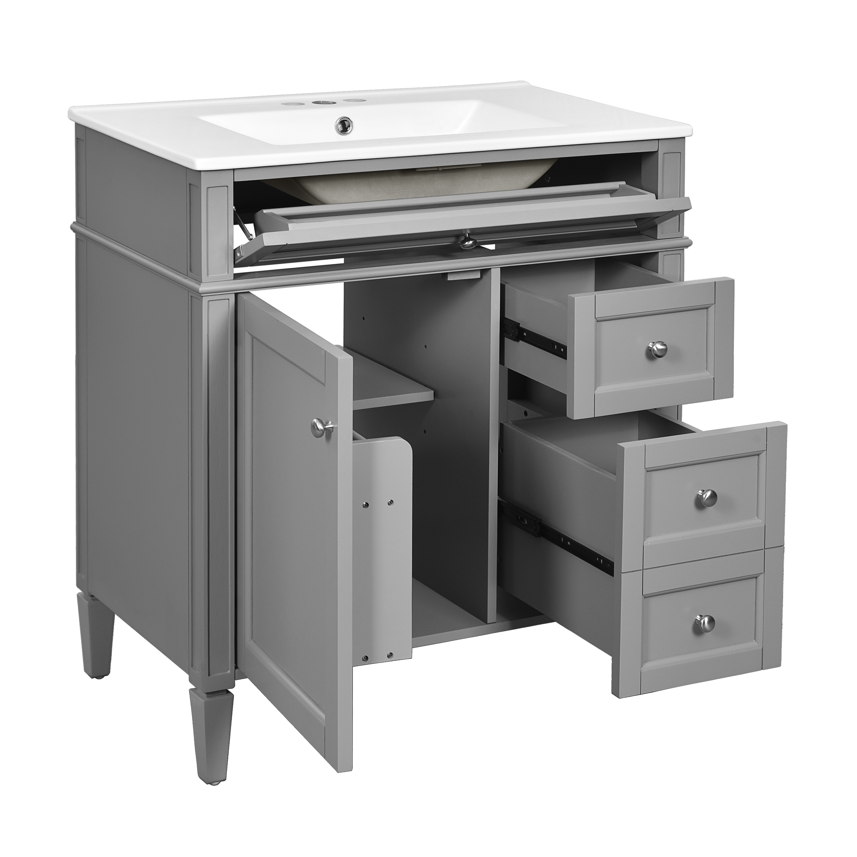 30 Bathroom Vanity with Top Sink and Drawers