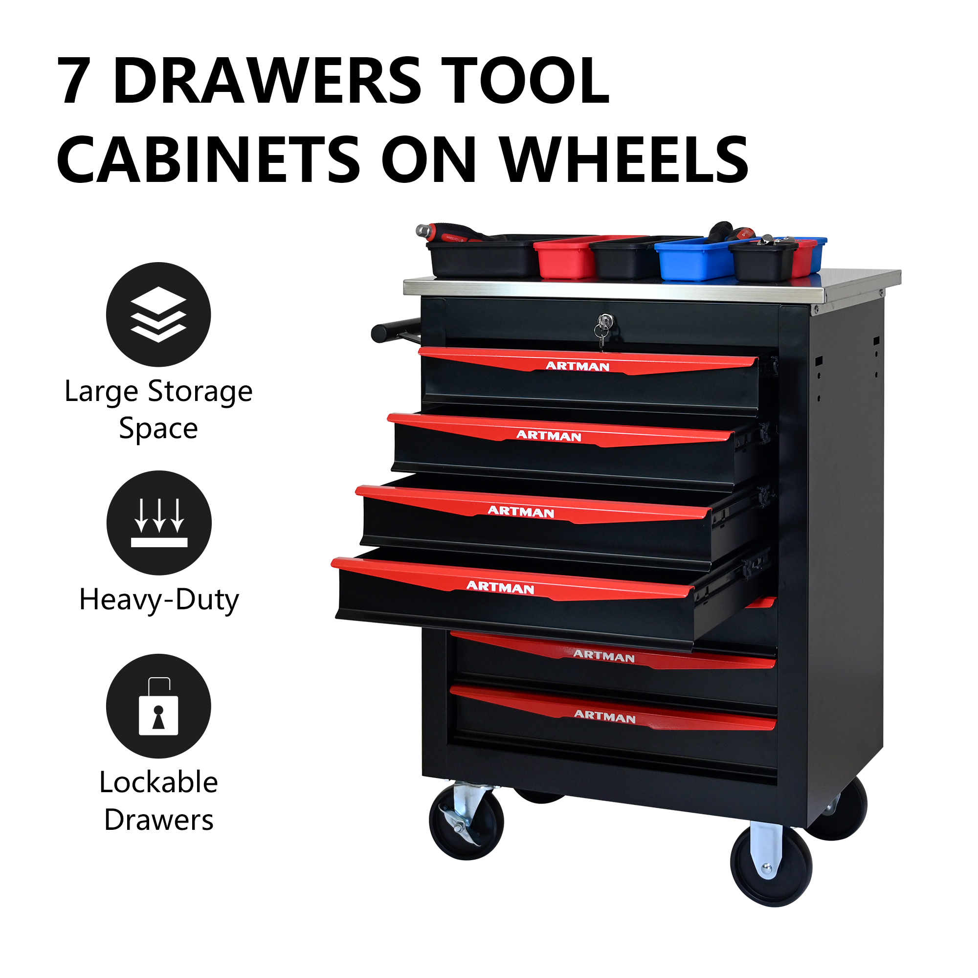 Multifunctional Tool Cart With Wheels