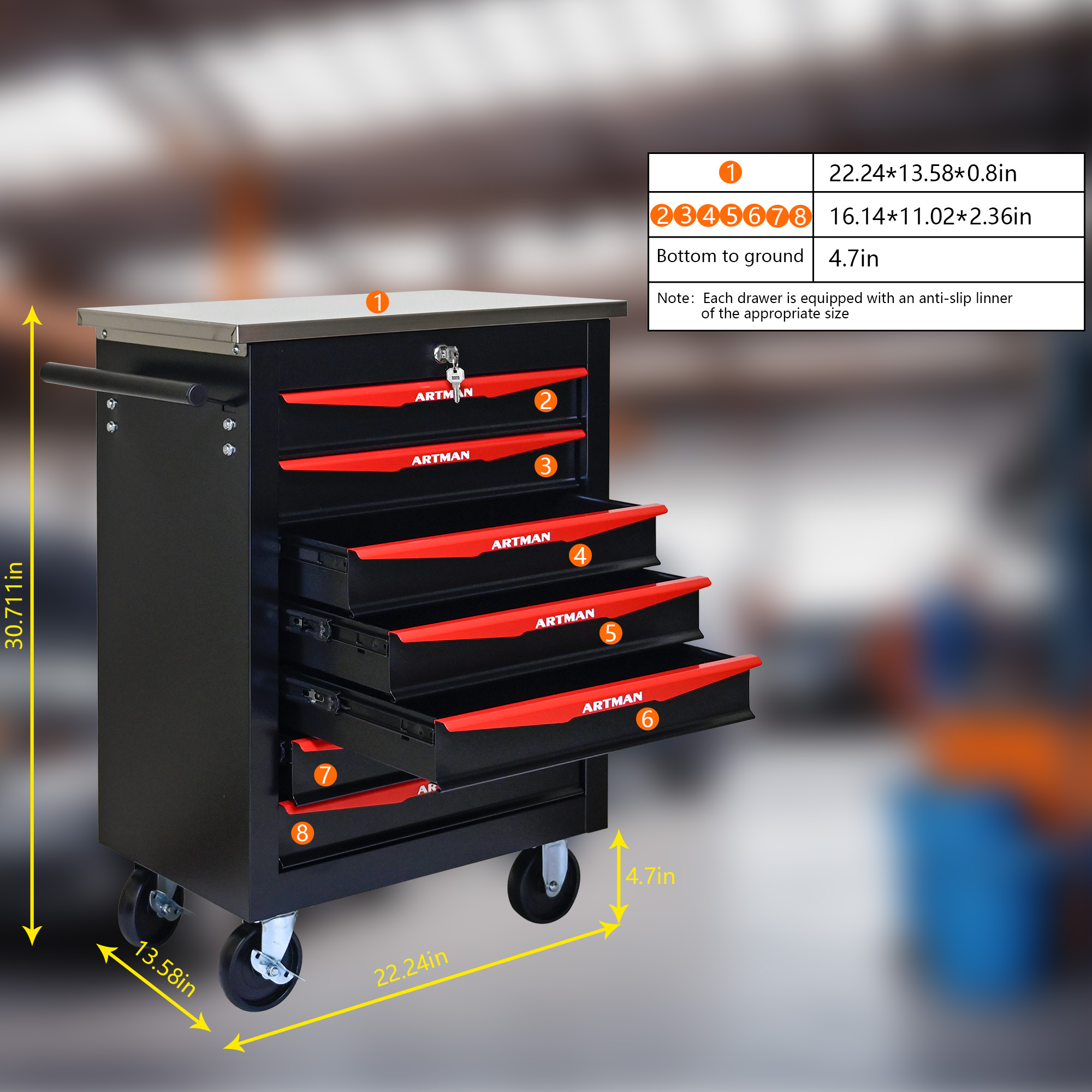 Multifunctional Tool Cart With Wheels