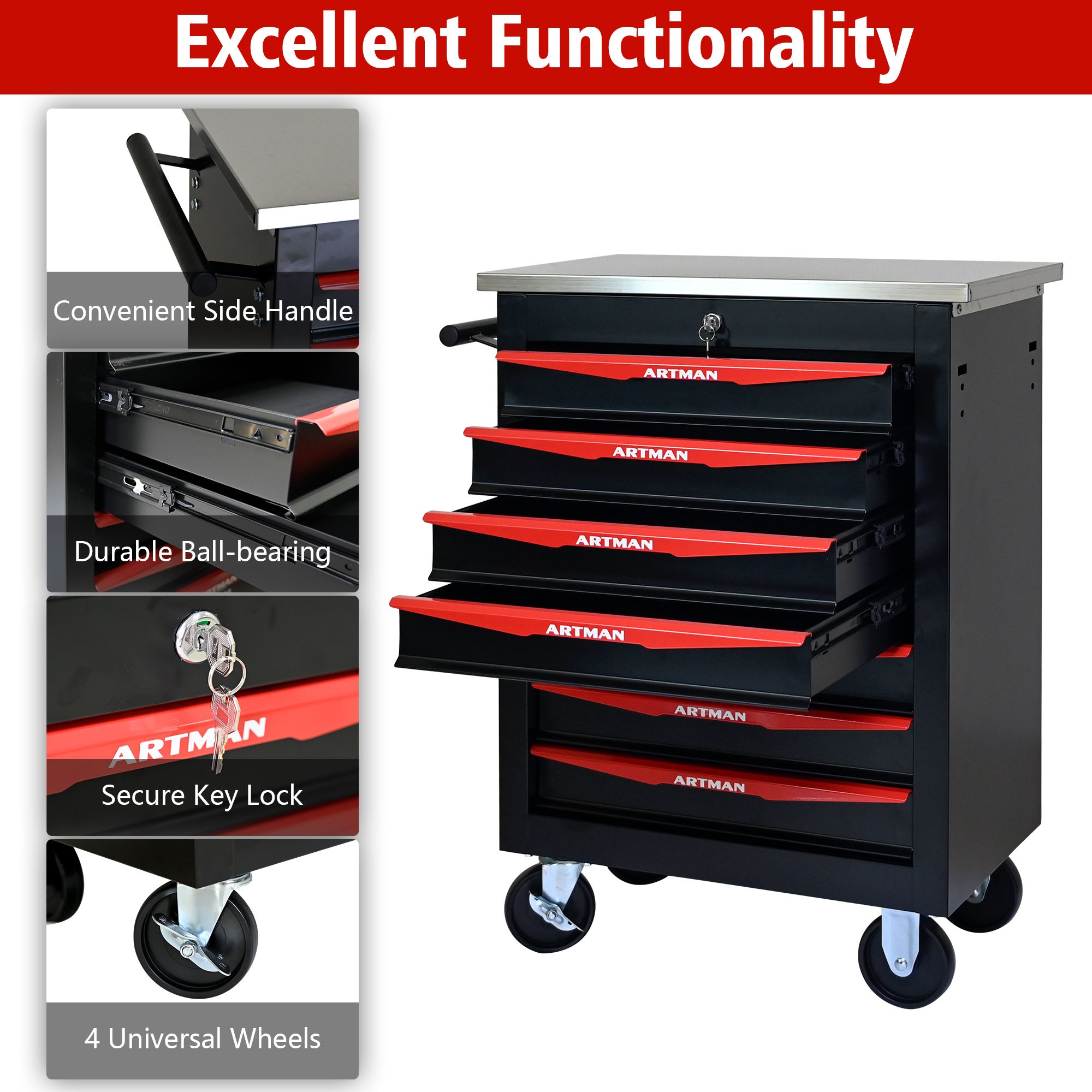 Multifunctional Tool Cart With Wheels