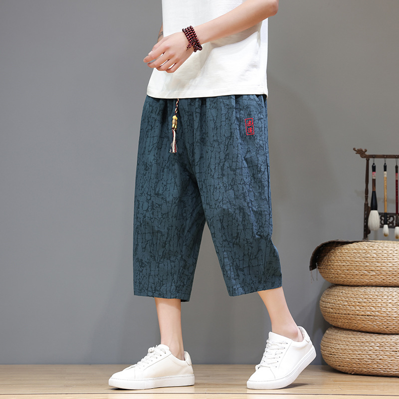 Linen Capri Pants Men's Summer