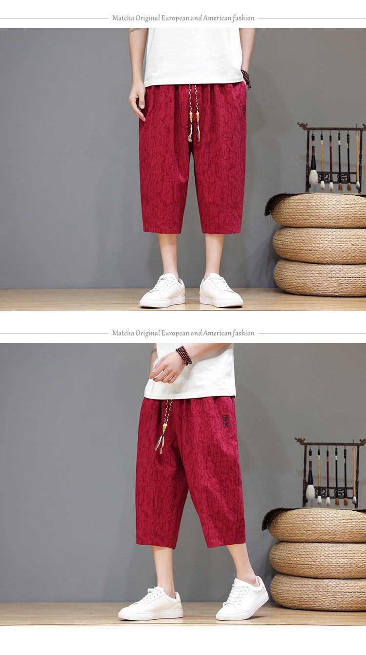 Linen Capri Pants Men's Summer