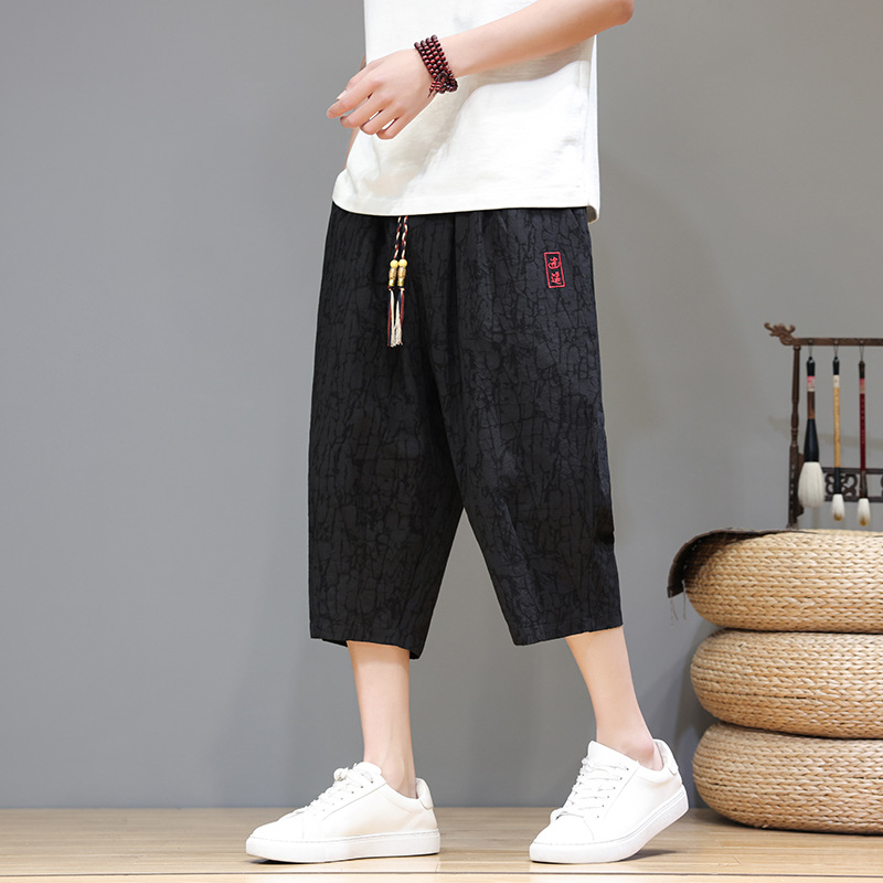 Linen Capri Pants Men's Summer